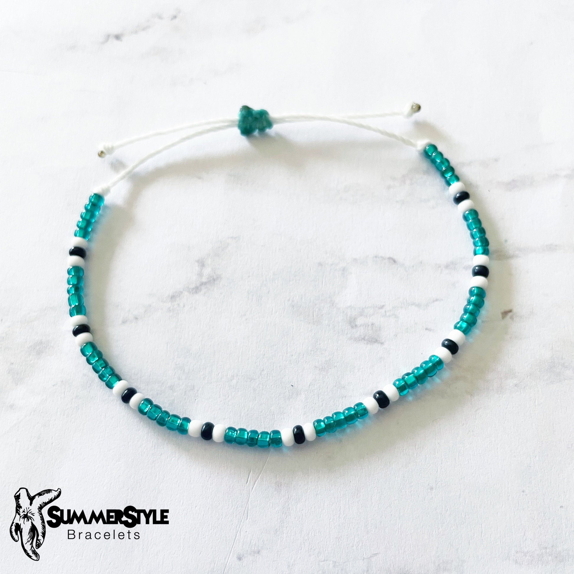 One of a Kind Teal Yin Yang Flower Bracelet Set, Yin Yang Jewelry, Beaded Bracelets, SummerStyle Bracelets