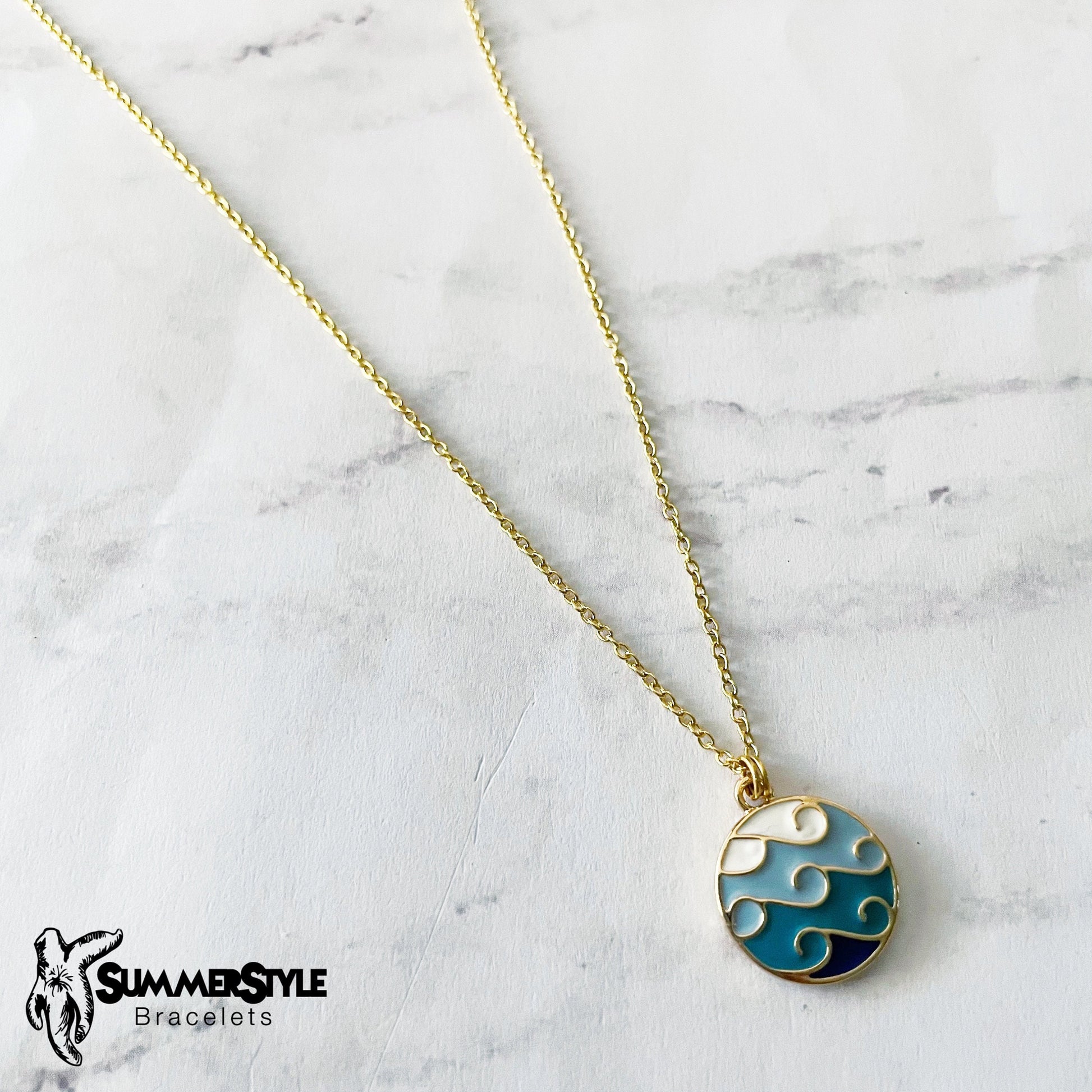 Surf the Waves Charm Necklace, Ocean Jewelry, Gold Chain Necklace, SummerStyle Bracelets