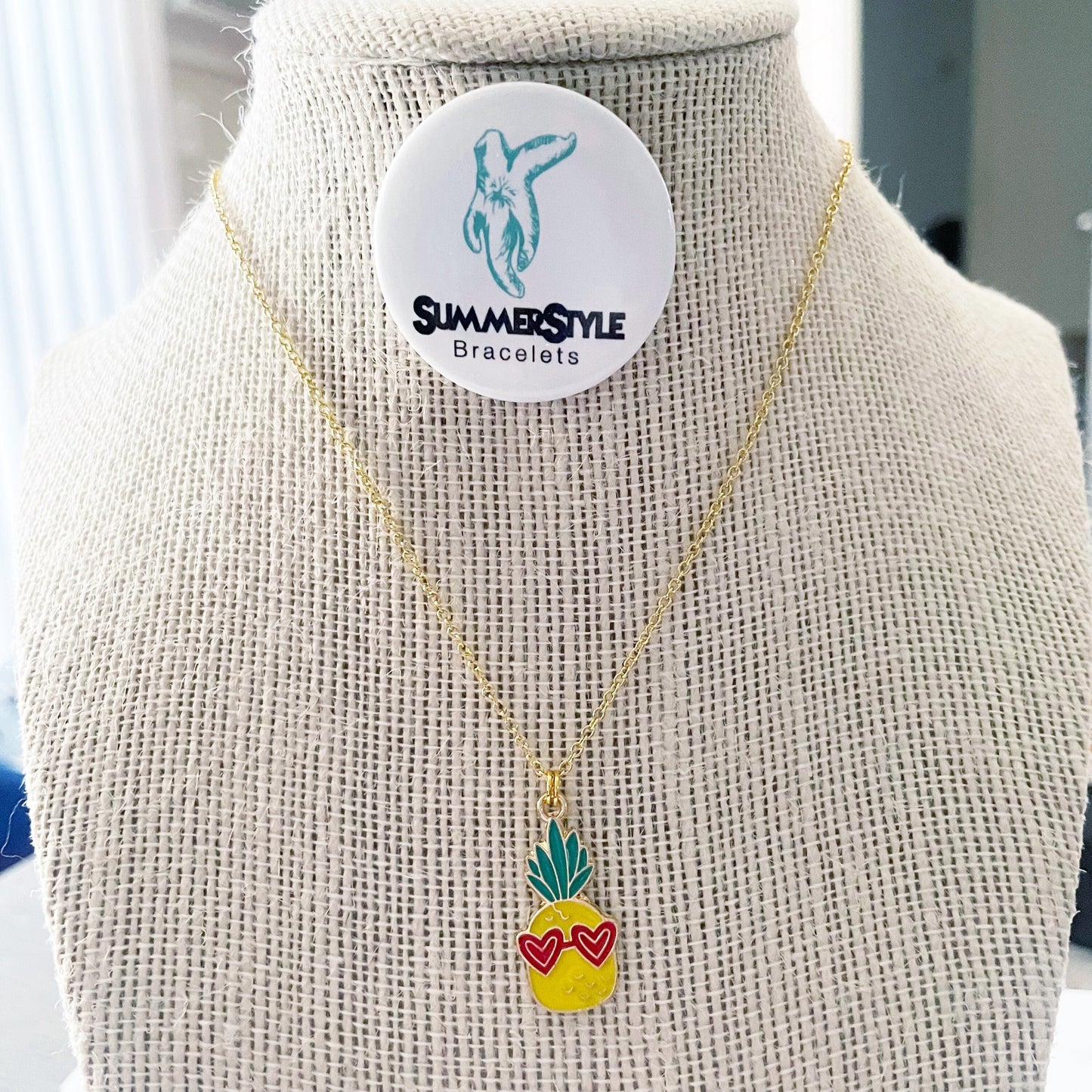 Pretty Pineapple Charm Necklace, Pineapple Jewelry, Gold Chain Necklace, SummerStyle Bracelets