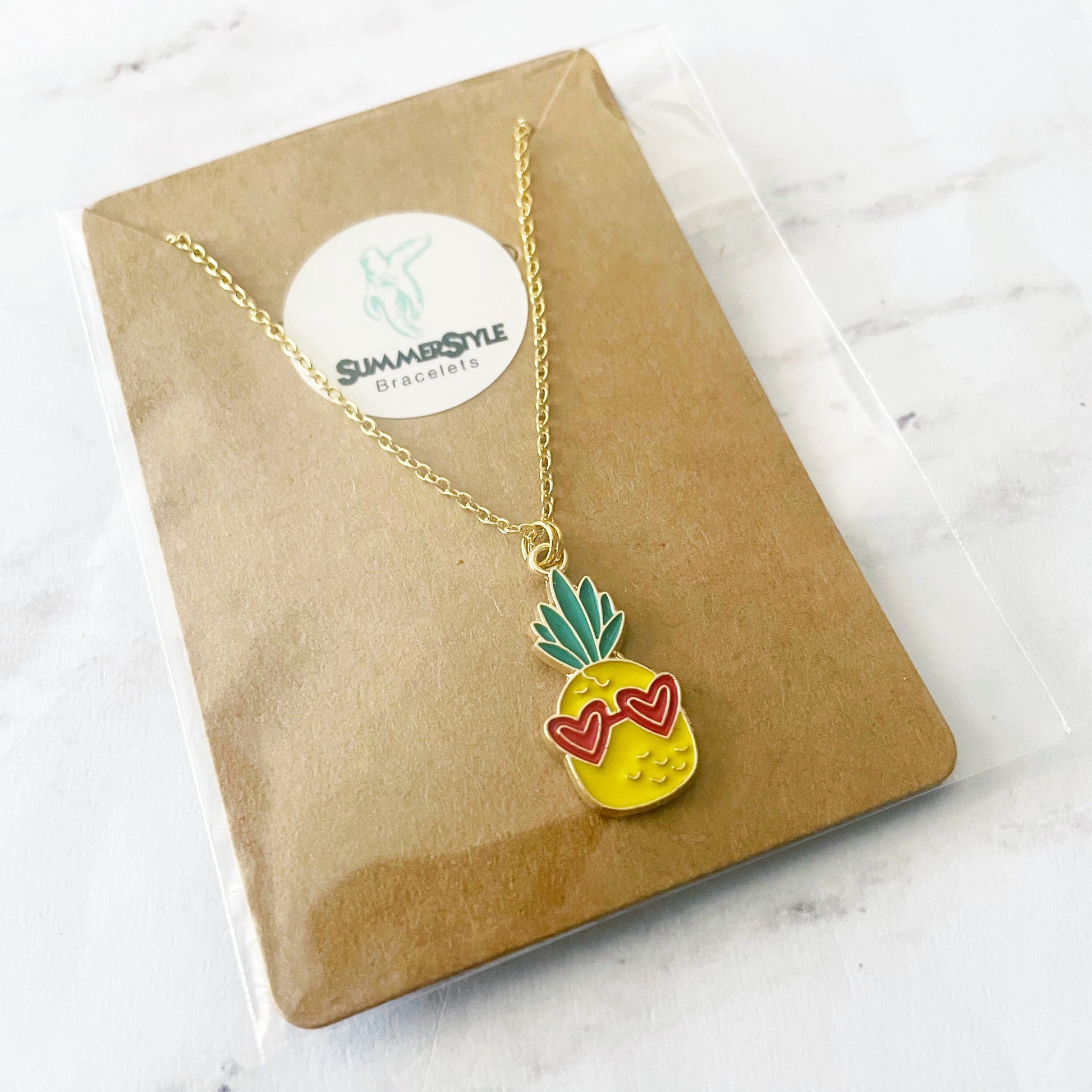 Pretty Pineapple Charm Necklace, Pineapple Jewelry, Gold Chain Necklace, SummerStyle Bracelets