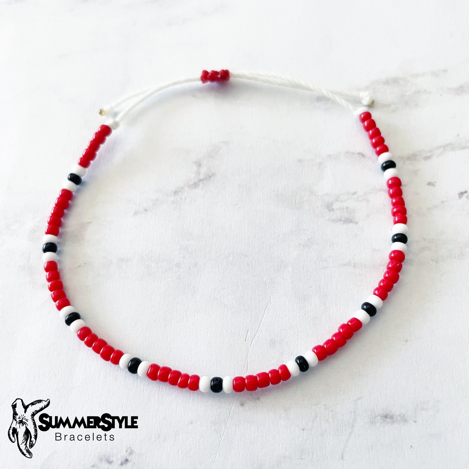 Red Yin Yang Flower Bracelet Set, Yin Yang Jewelry, Beaded Bracelets, SummerStyle Bracelets