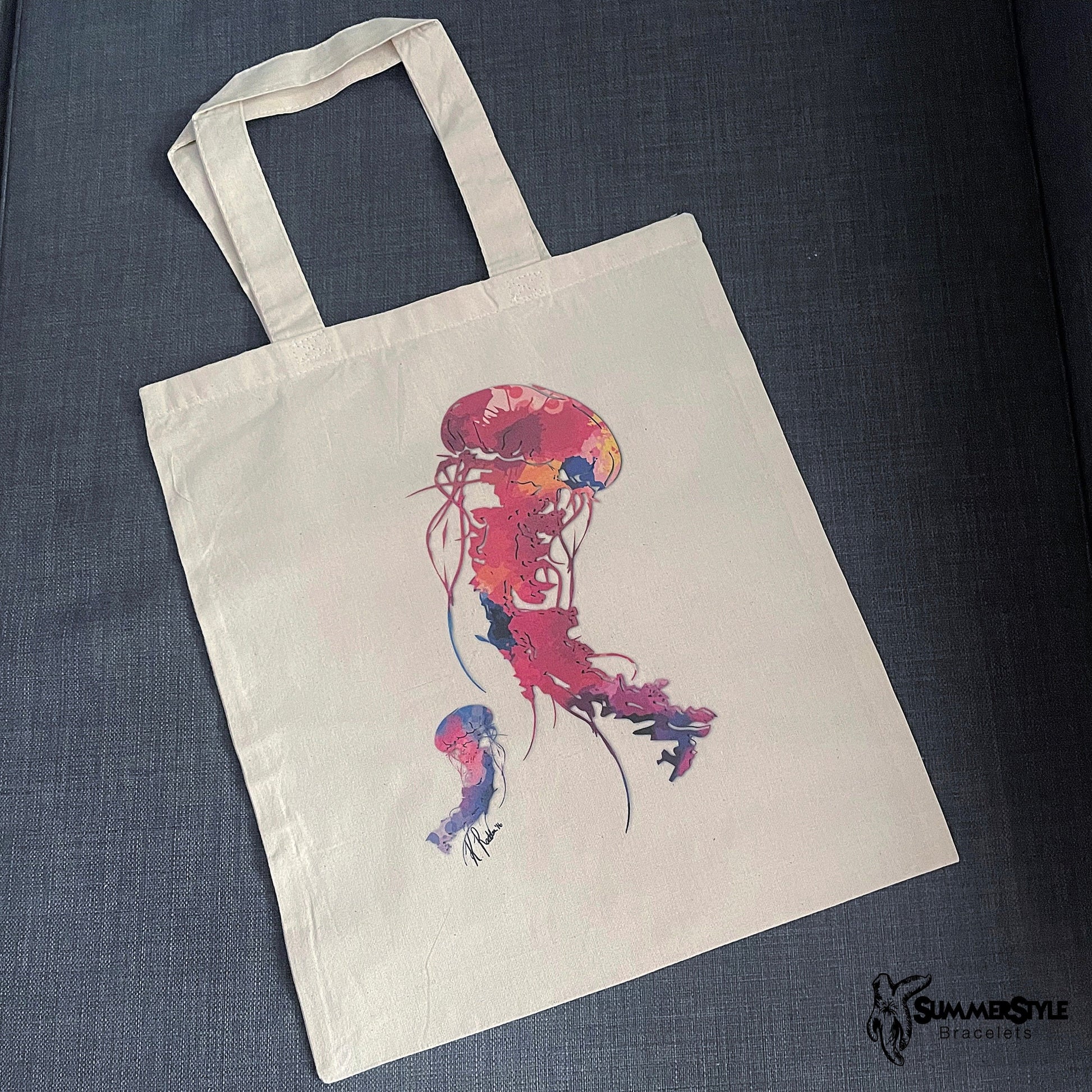 Watercolor Jellyfish Classic Canvas Tote Bag, Jellyfish Tote, Canvas Tote, Reusable Bag, SummerStyle Bracelets