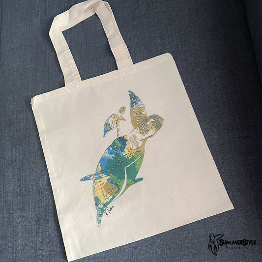 Watercolor Turtle Classic Canvas Tote Bag, Turtle Tote, Canvas Tote, Reusable Bag, SummerStyle Bracelets