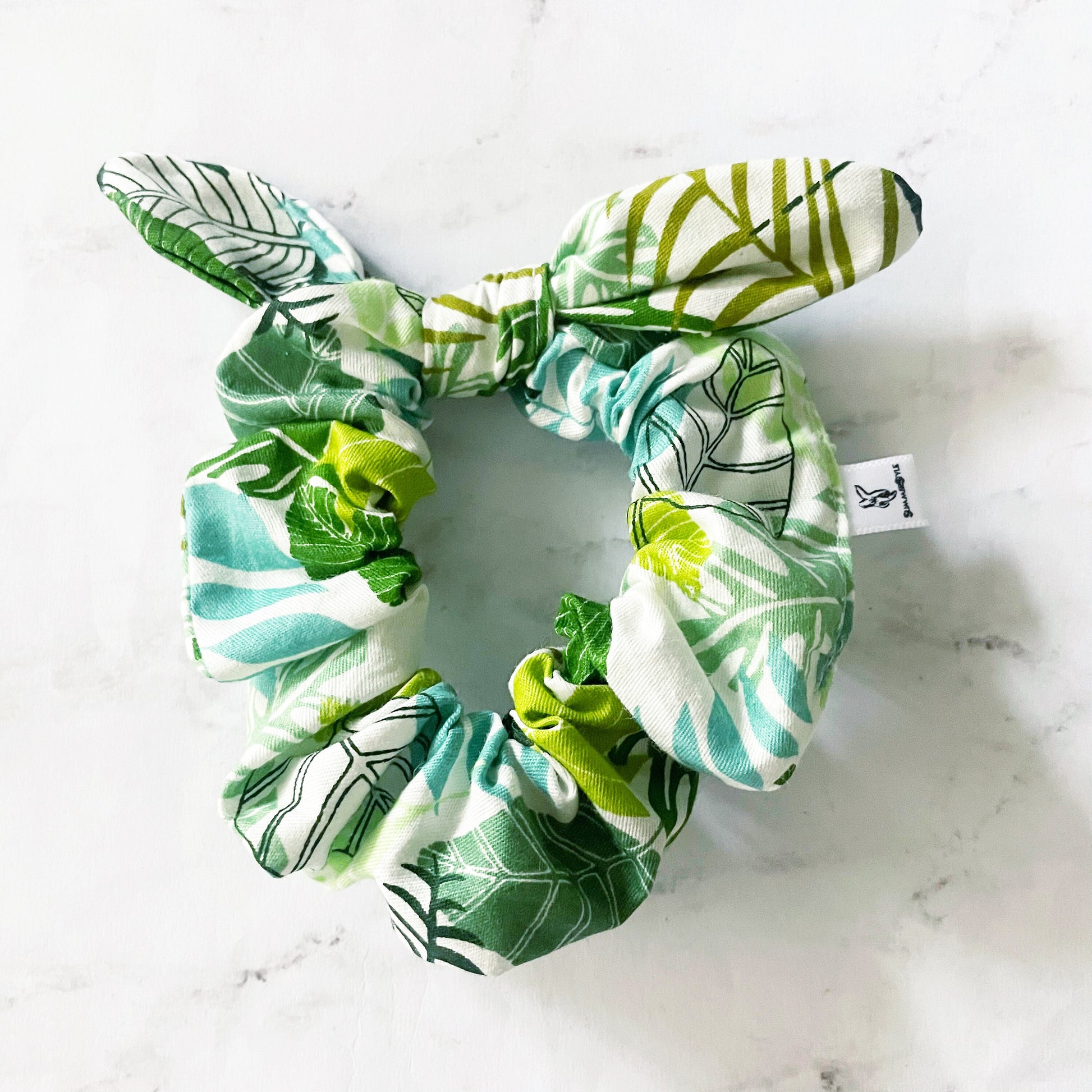 Tropical Plants Scrunchie, Scrunched Bow Hair Tie, Hair Bow, Plant Mom Gift, Hair Accessories, Bow Scrunchie, SummerStyle Bracelets