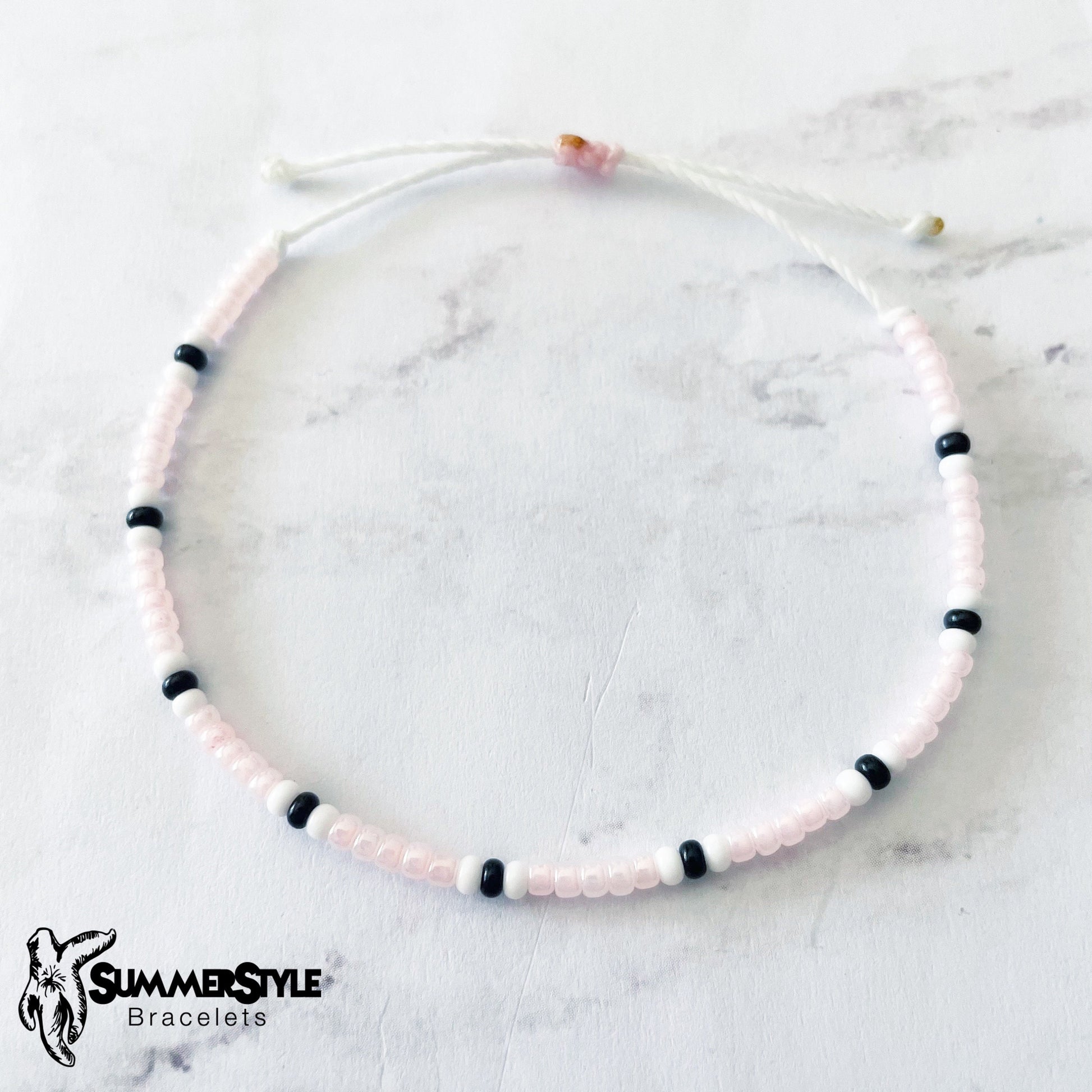 Light Pink Yin Yang Flower Bracelet Set, Yin Yang Jewelry, Beaded Bracelets, SummerStyle Bracelets