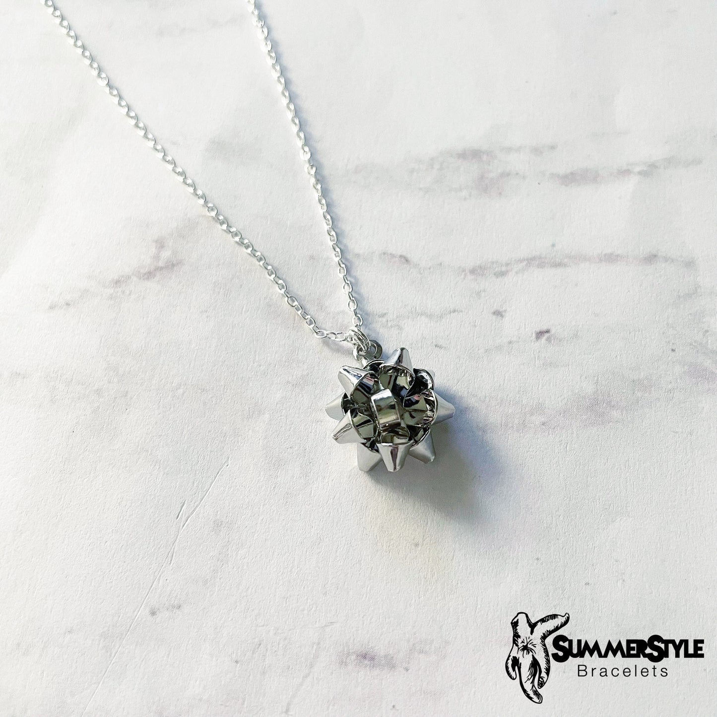 CHRISTMAS Gift Bow Charm Necklace, Bow Necklace, Christmas Jewelry, Silver Chain Necklace, SummerStyle Bracelets