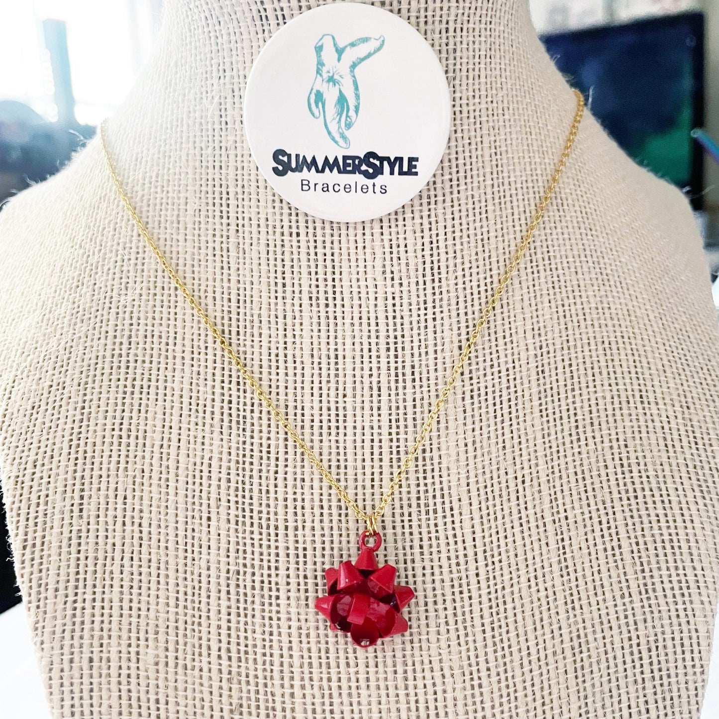 CHRISTMAS Gift Bow Charm Necklace, Bow Necklace, Christmas Jewelry, Gold Chain Necklace, SummerStyle Bracelets