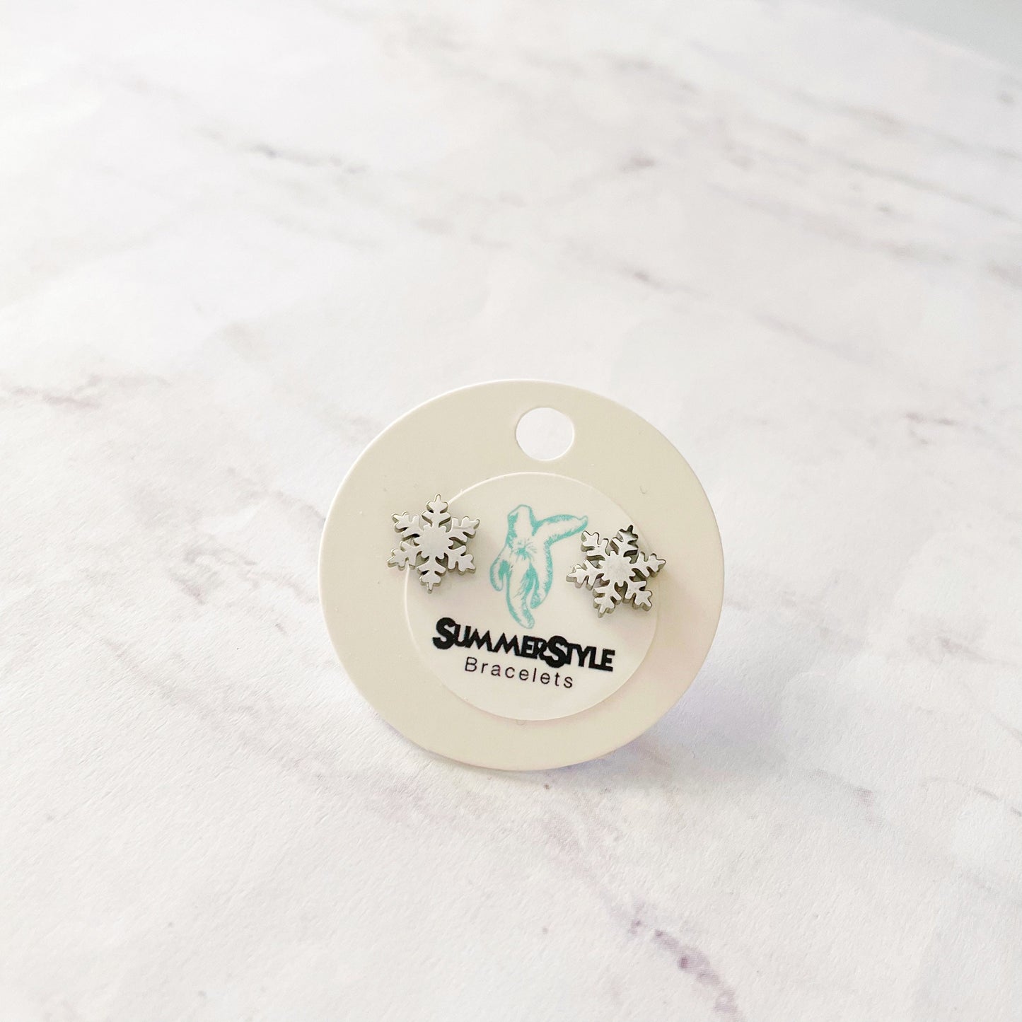 Silver Snowflake Stud Earrings, Stud Earrings, Stainless Steel Studs, Winter Earrings, SummerStyle Bracelets