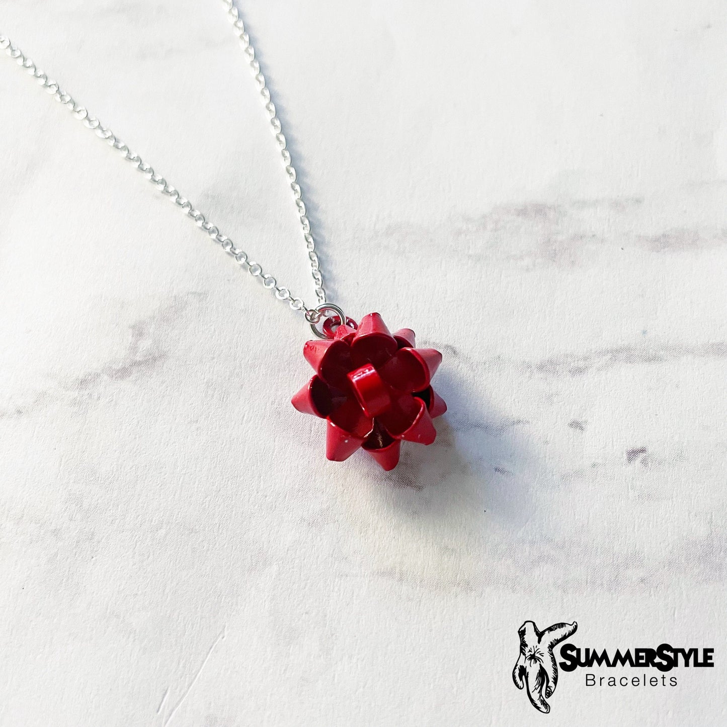 CHRISTMAS Gift Bow Charm Necklace, Bow Necklace, Christmas Jewelry, Silver Chain Necklace, SummerStyle Bracelets