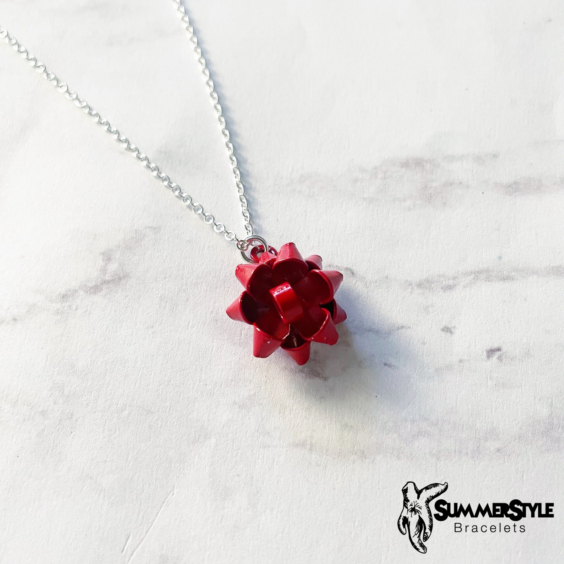 CHRISTMAS Gift Bow Charm Necklace, Bow Necklace, Christmas Jewelry, Silver Chain Necklace, SummerStyle Bracelets