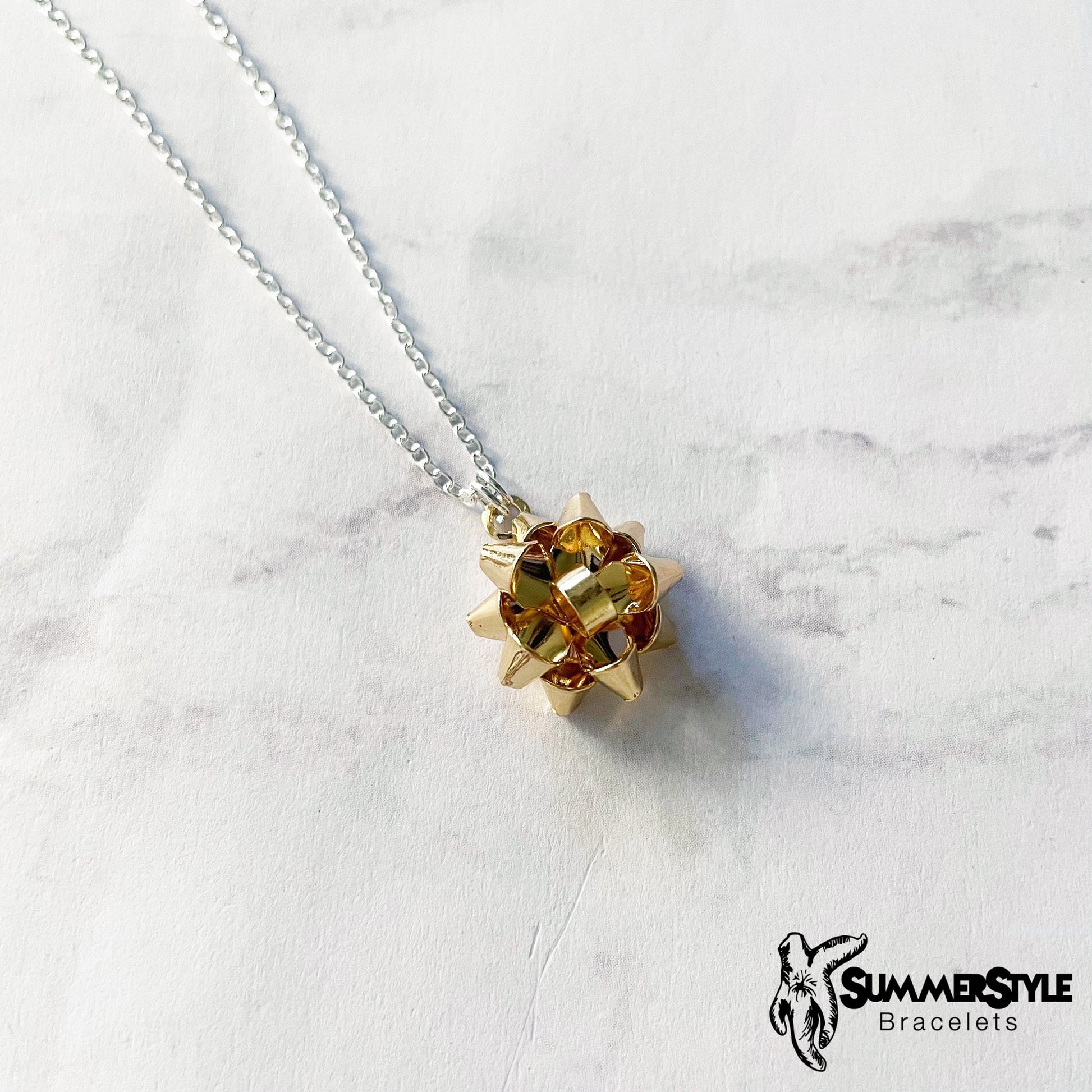 CHRISTMAS Gift Bow Charm Necklace, Bow Necklace, Christmas Jewelry, Silver Chain Necklace, SummerStyle Bracelets
