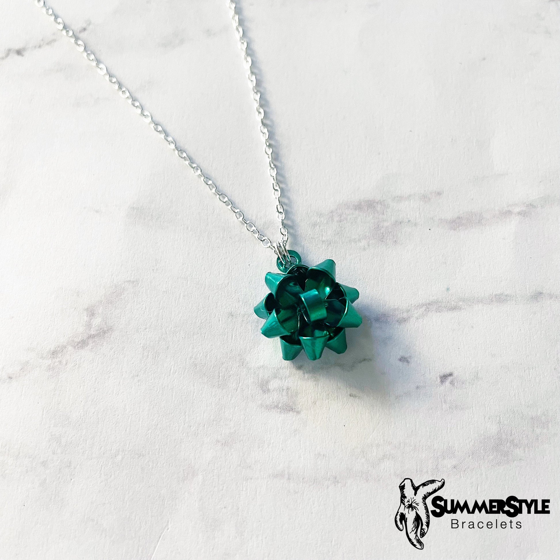 CHRISTMAS Gift Bow Charm Necklace, Bow Necklace, Christmas Jewelry, Silver Chain Necklace, SummerStyle Bracelets
