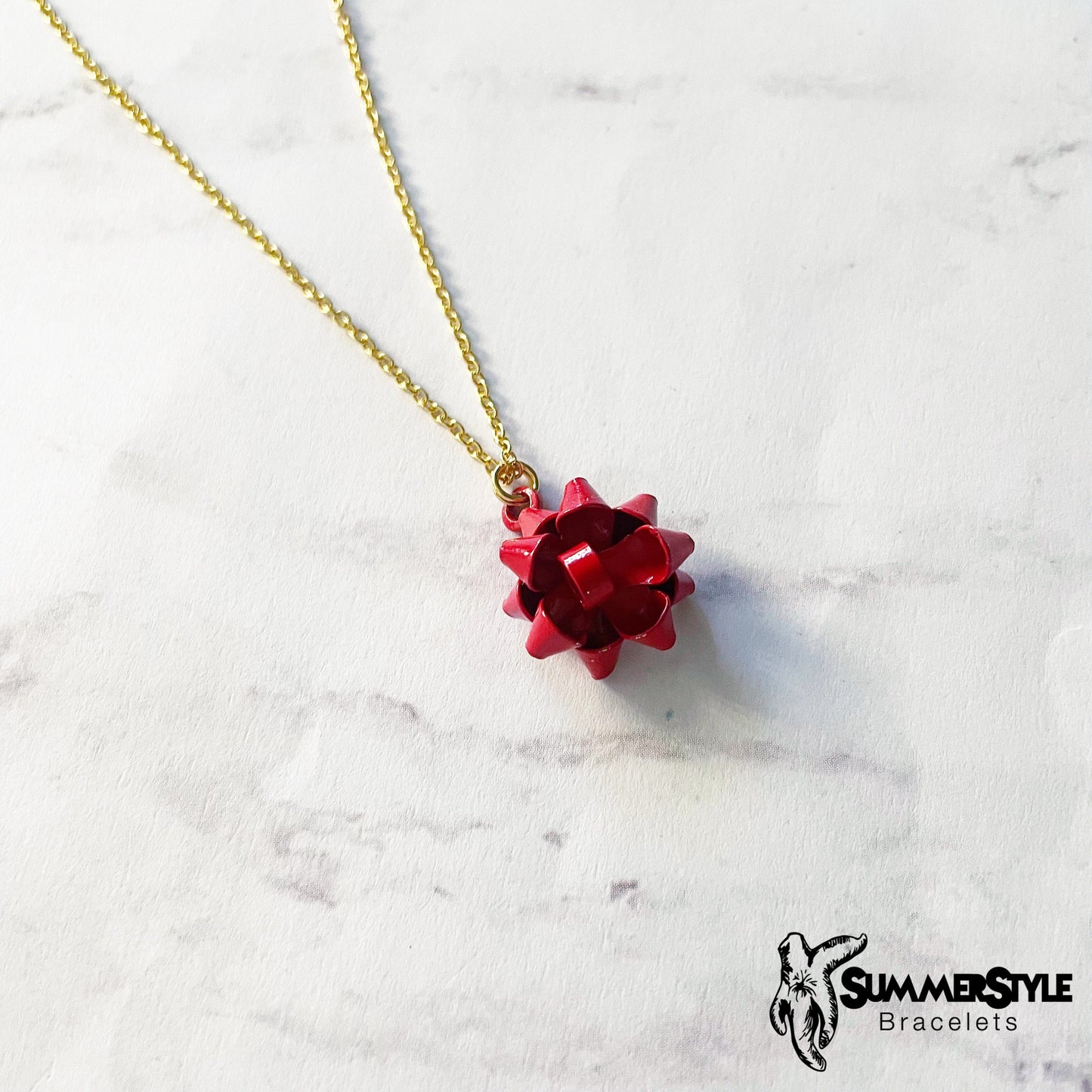 CHRISTMAS Gift Bow Charm Necklace, Bow Necklace, Christmas Jewelry, Gold Chain Necklace, SummerStyle Bracelets
