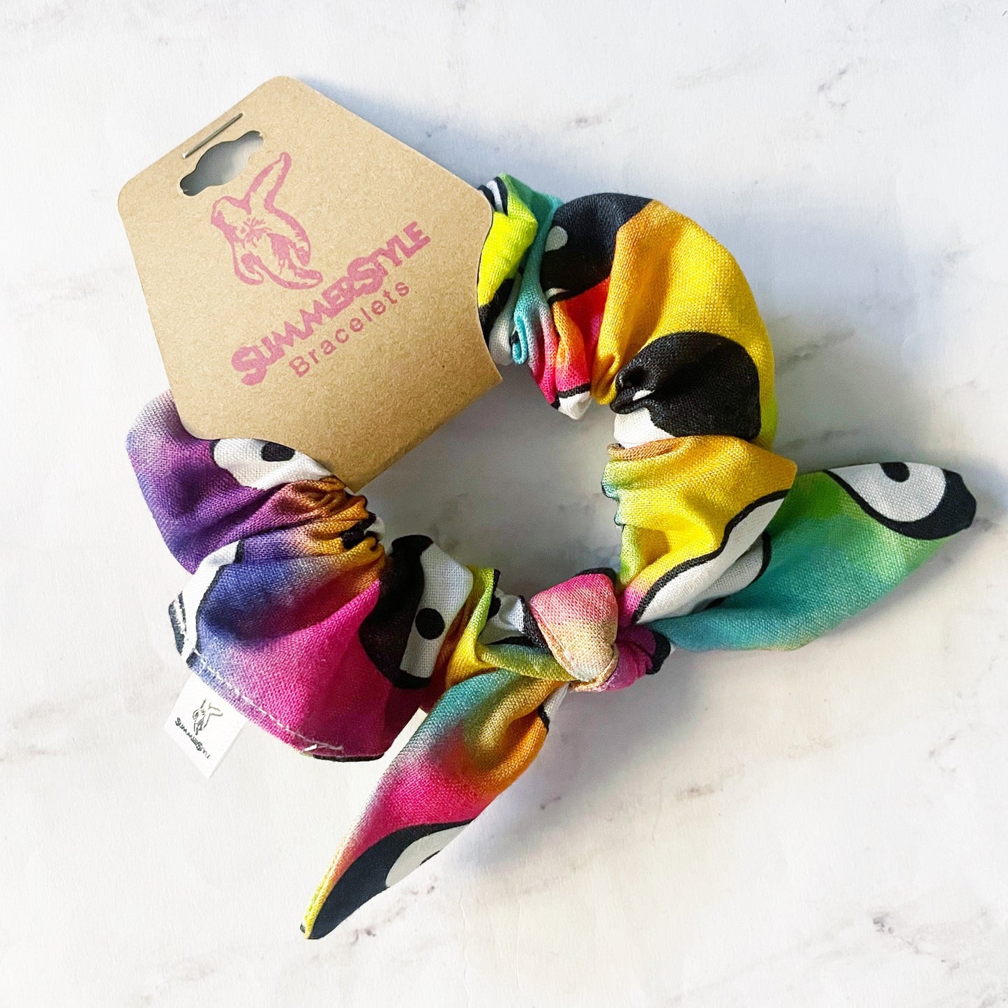 Rainbow Tie Dye Yin Yang Bow Scrunchie, Hair Bow, Hair Accessories, Yin Yang Gift, SummerStyle Bracelets