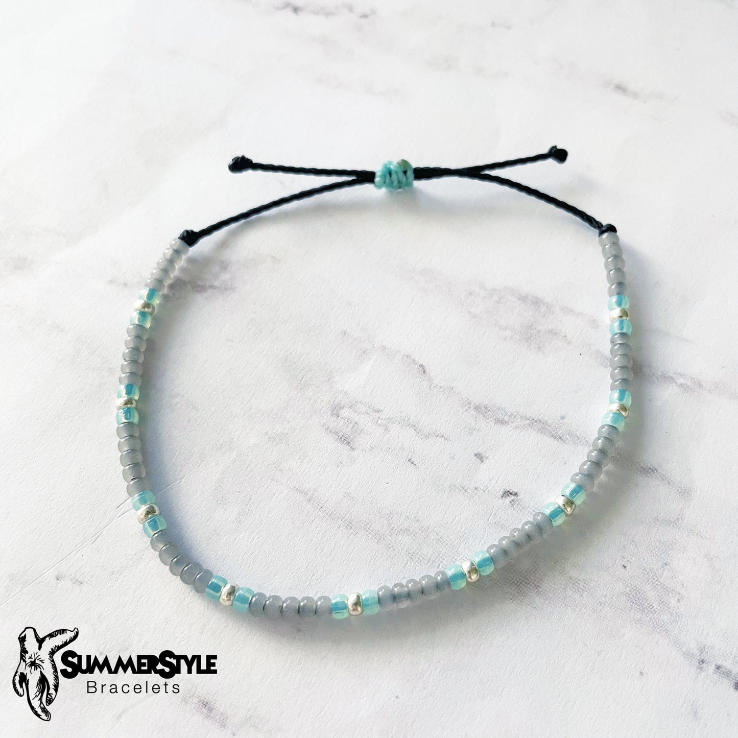 Sea Foam & Gray Evil Eye Bracelet Set | Evil Eye Jewelry | Beaded Bracelets | SummerStyle Bracelets