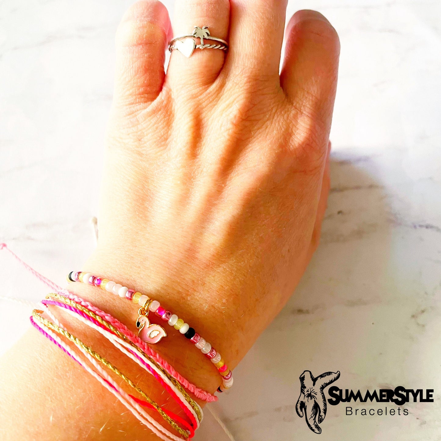 Tiny Treasures Flamingo Adjustable Waterproof Bracelet Pack, Flamingo Gift, Flamingo Bracelet, SummerStyle Bracelets