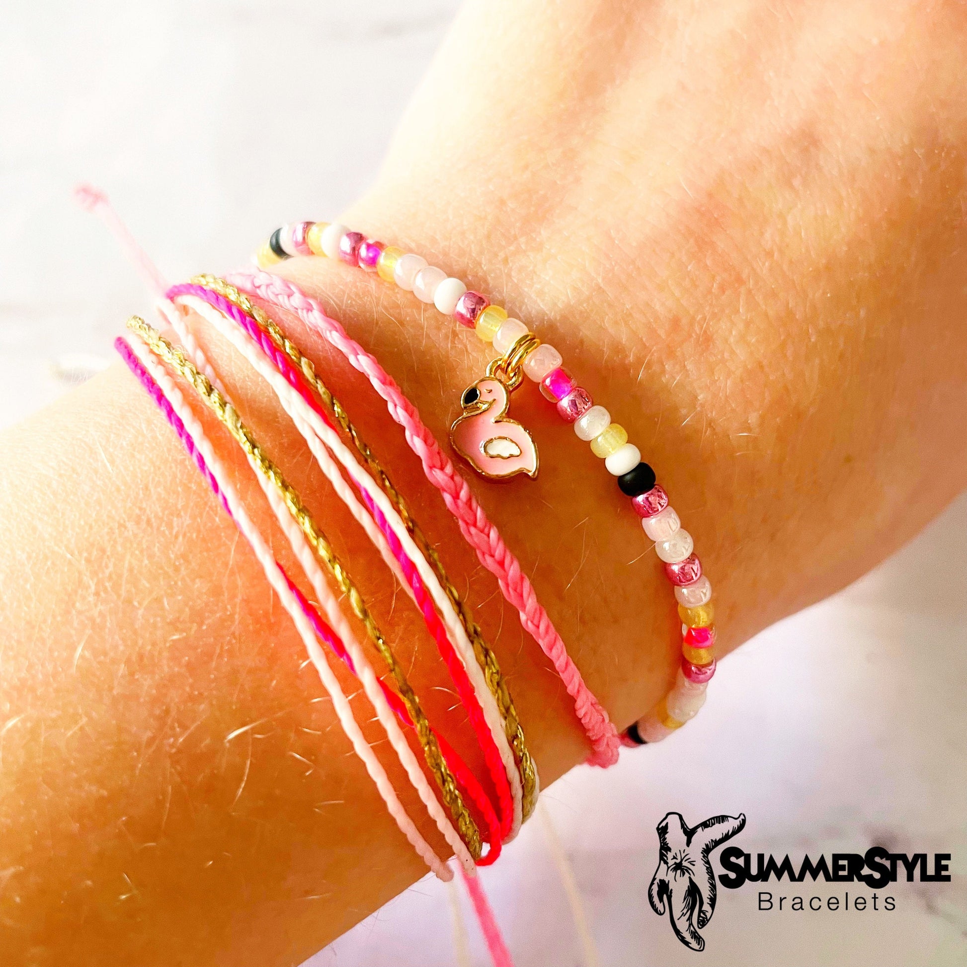 Tiny Treasures Flamingo Adjustable Waterproof Bracelet Pack, Flamingo Gift, Flamingo Bracelet, SummerStyle Bracelets