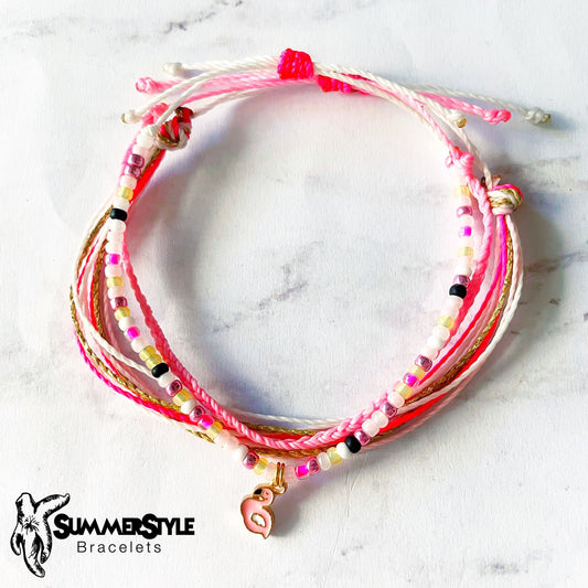 Tiny Treasures Flamingo Adjustable Waterproof Bracelet Pack, Flamingo Gift, Flamingo Bracelet, SummerStyle Bracelets