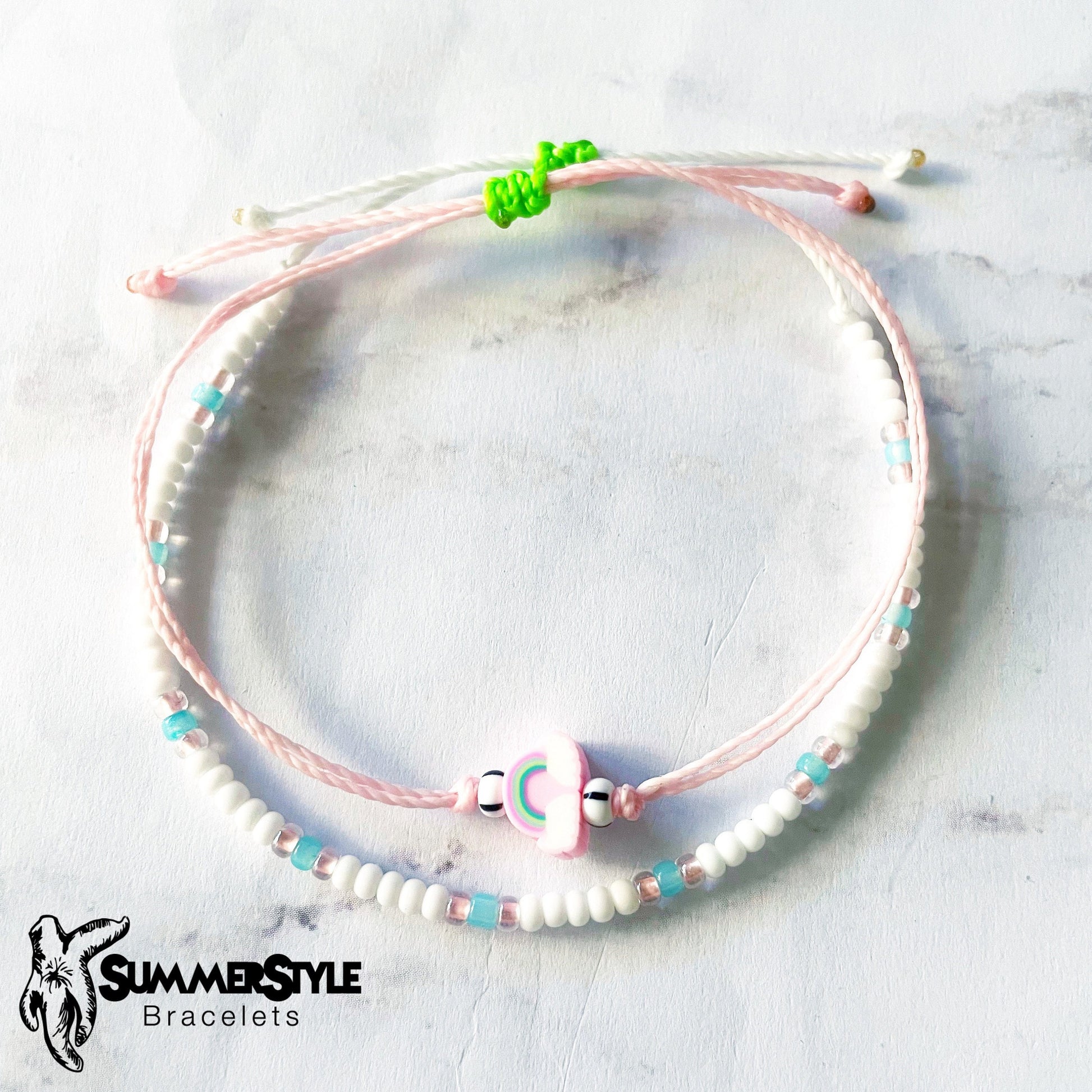 Pink Rainbow Adjustable Waterproof Bracelet Pack, Rainbow Gift, Rainbow Bracelet, Seed Bead Bracelet, SummerStyle Bracelets