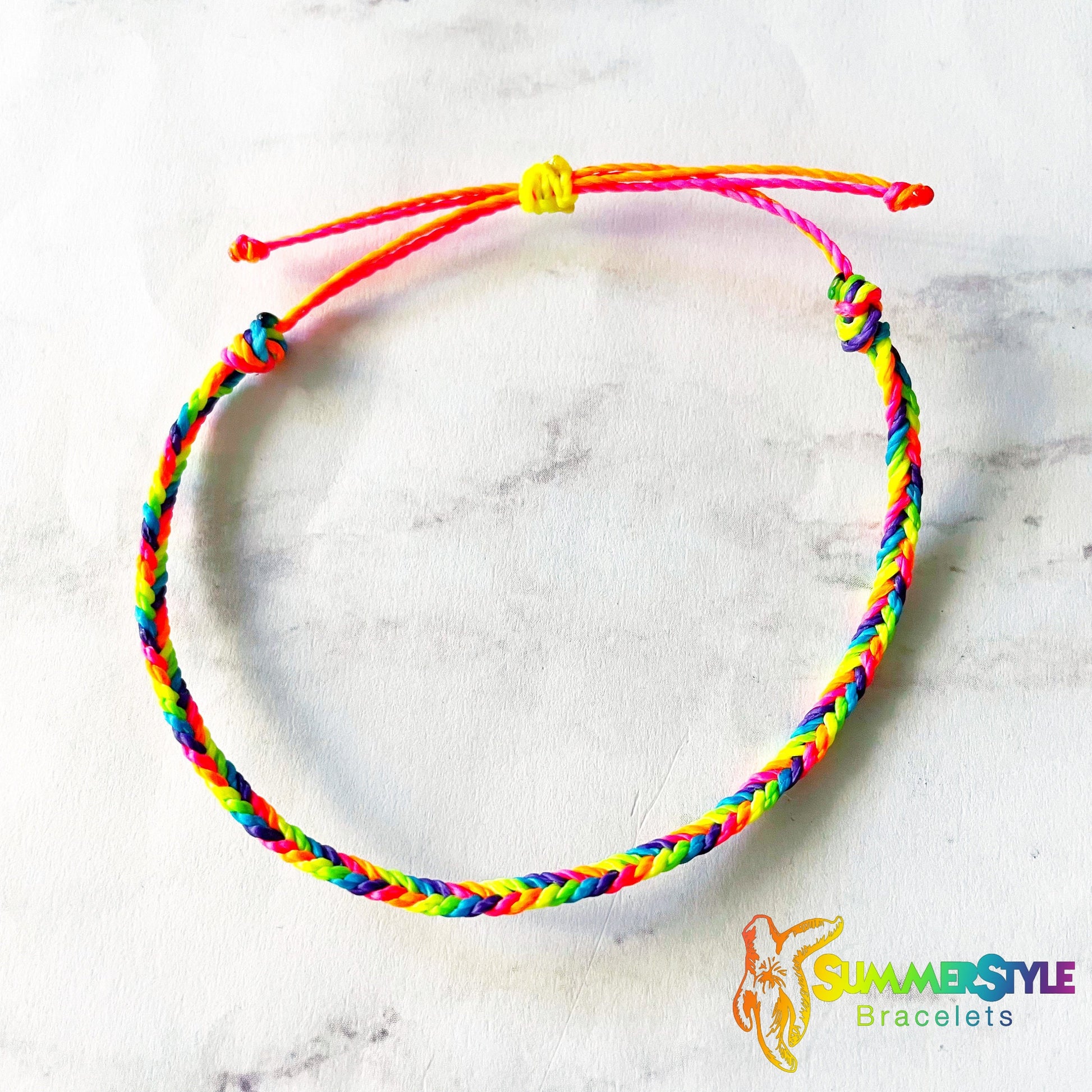 Neon Rainbow Adjustable Waterproof Bracelet Pack, Neon Bracelet, Fishtail Bracelet, Waterproof Jewelry, SummerStyle Bracelets