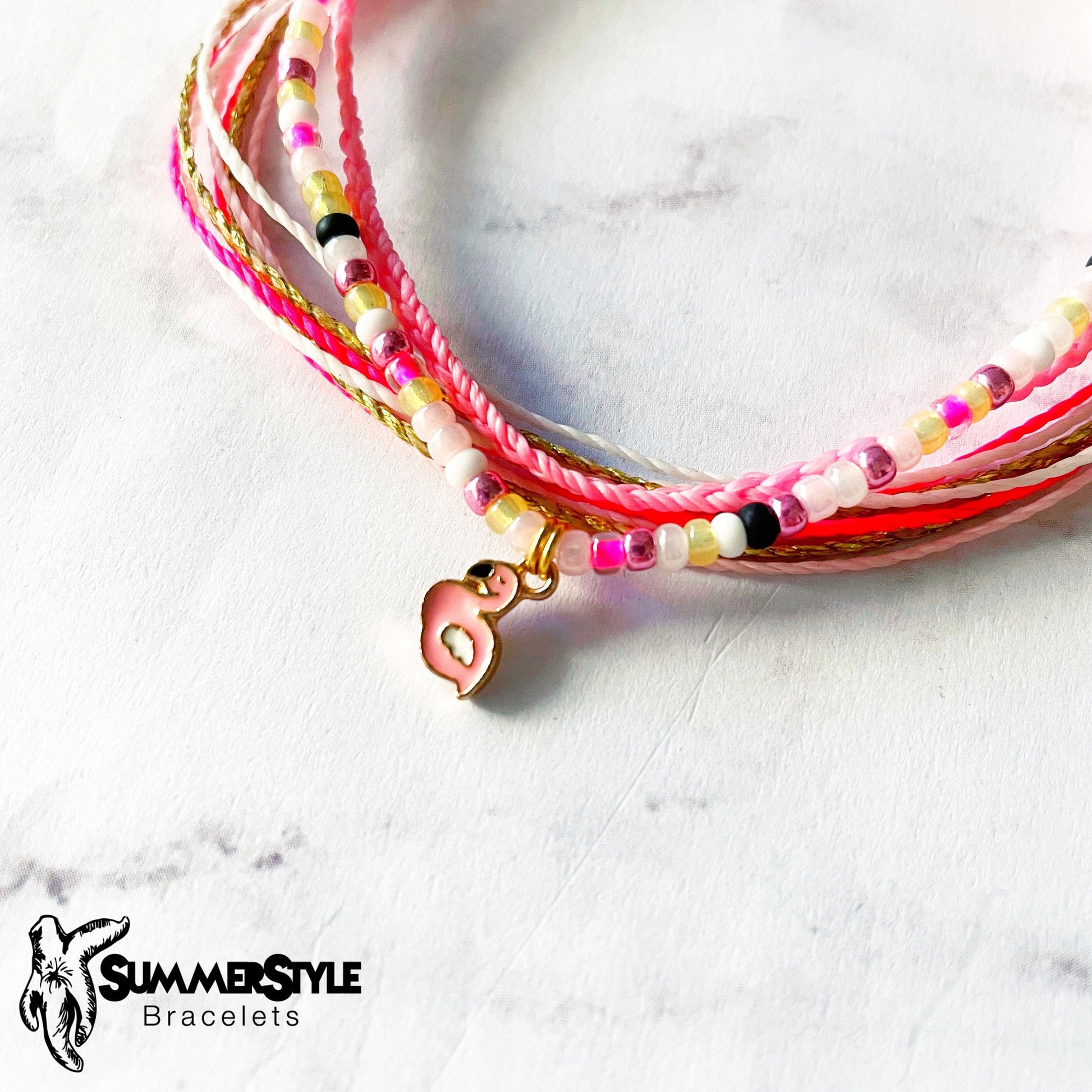 Tiny Treasures Flamingo Adjustable Waterproof Bracelet Pack, Flamingo Gift, Flamingo Bracelet, SummerStyle Bracelets