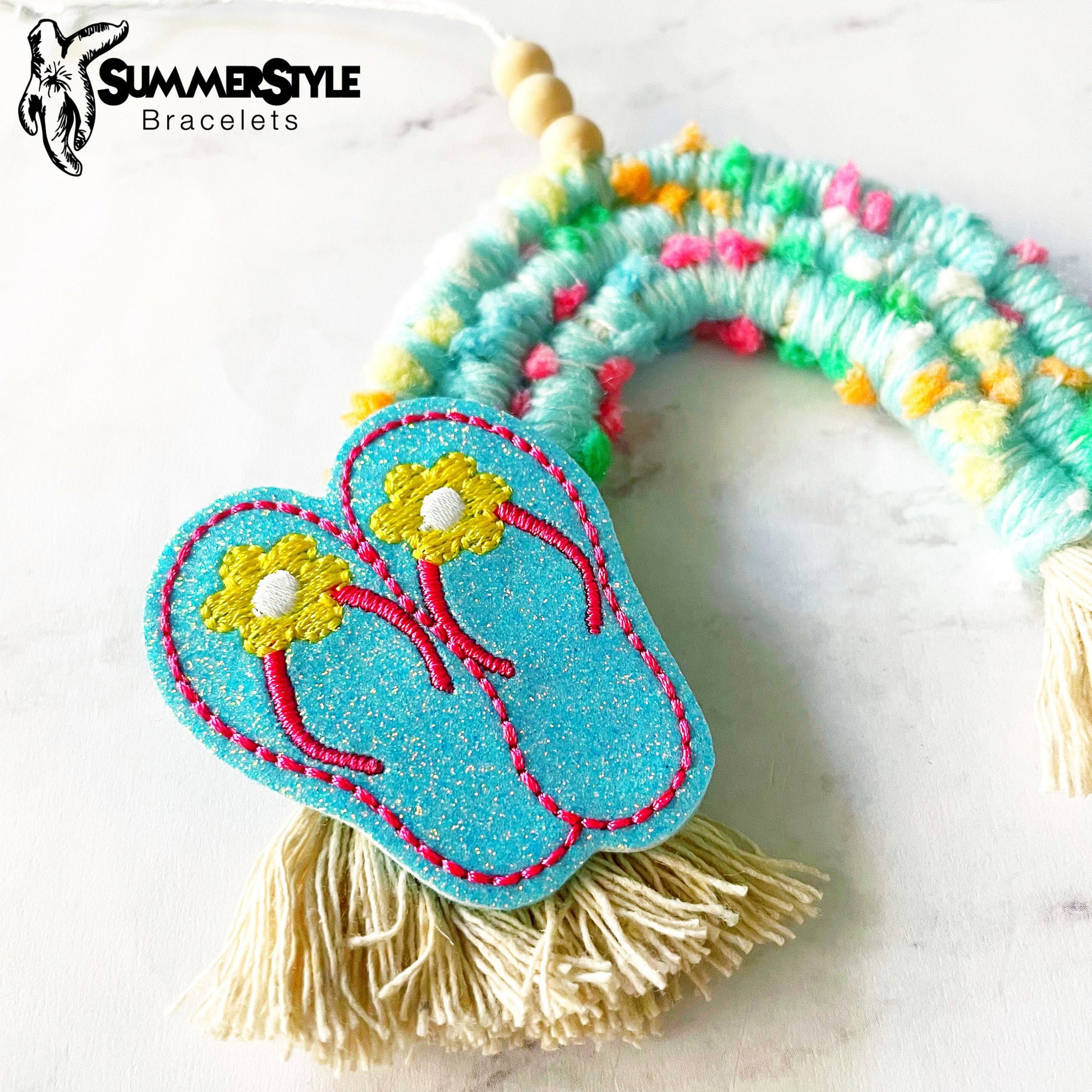 Summer Sandals Macrame Rainbow Car Charm, Macrame Wall Hanging, Boho Accessories, Macrame Rainbow, SummerStyle Bracelets