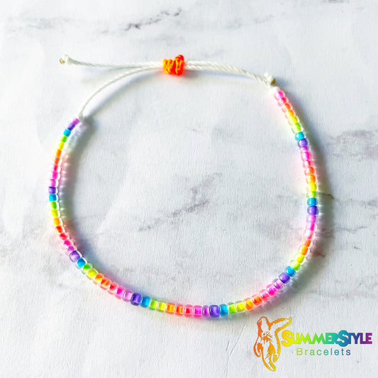 Neon Rainbow Adjustable Waterproof Bracelet Pack, Neon Bracelet, Fishtail Bracelet, Waterproof Jewelry, SummerStyle Bracelets