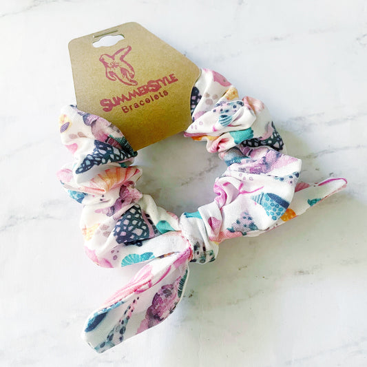 Watercolor Seashell Scrunchie, Scrunched Bow Hair Tie, Seashell Gift, Hair Accessories, Bow Scrunchie, SummerStyle Bracelets