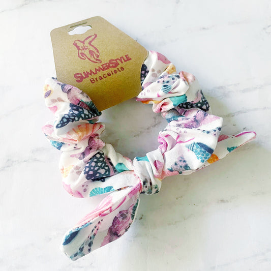 Watercolor Seashell Bow Scrunchie, Scrunched Bow Hair Tie, Seashell Gift, Hair Accessories, SummerStyle Bracelets