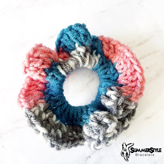 One of a Kind Cotton Candy Crochet Scrunchie, Crochet Hair Tie, Hair Accessories, Handmade Gift, SummerStyle Bracelets