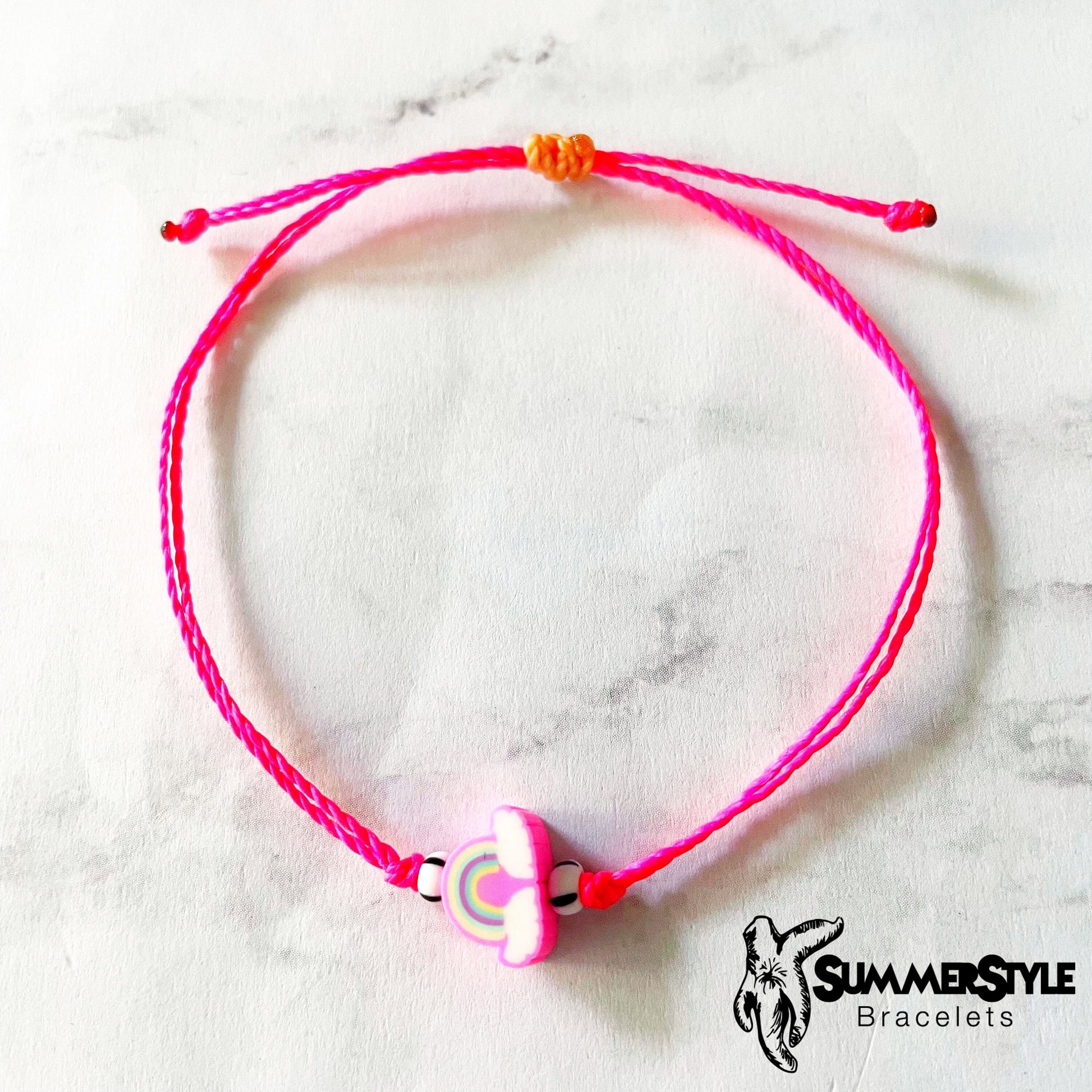 Hot Pink Rainbow Adjustable Waterproof Bracelet Pack, Rainbow Gift, Rainbow Bracelet, Seed Bead Bracelet, SummerStyle Bracelets