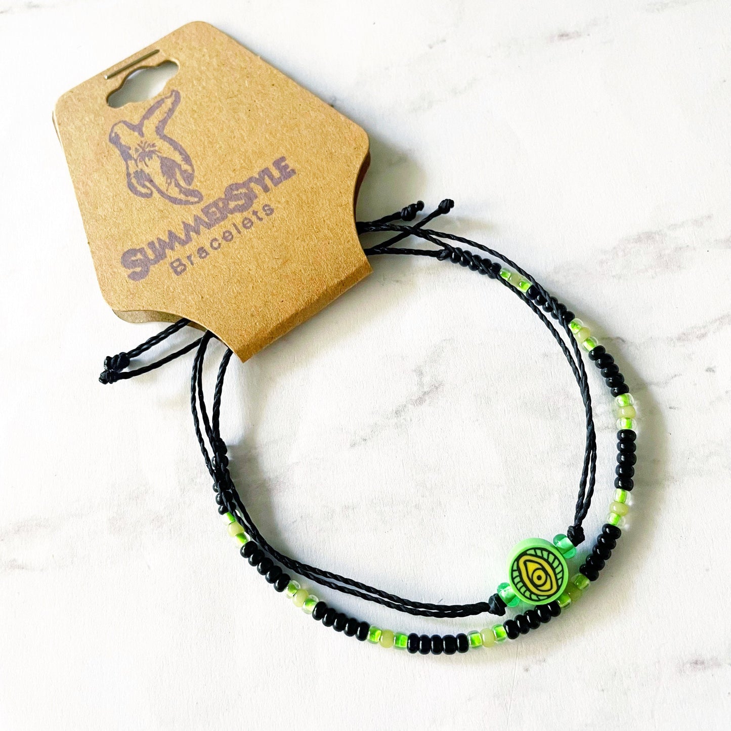 Lime Green Evil Eye Bracelet Set, Evil Eye Jewelry, Seed Bead Bracelet, SummerStyle Bracelets