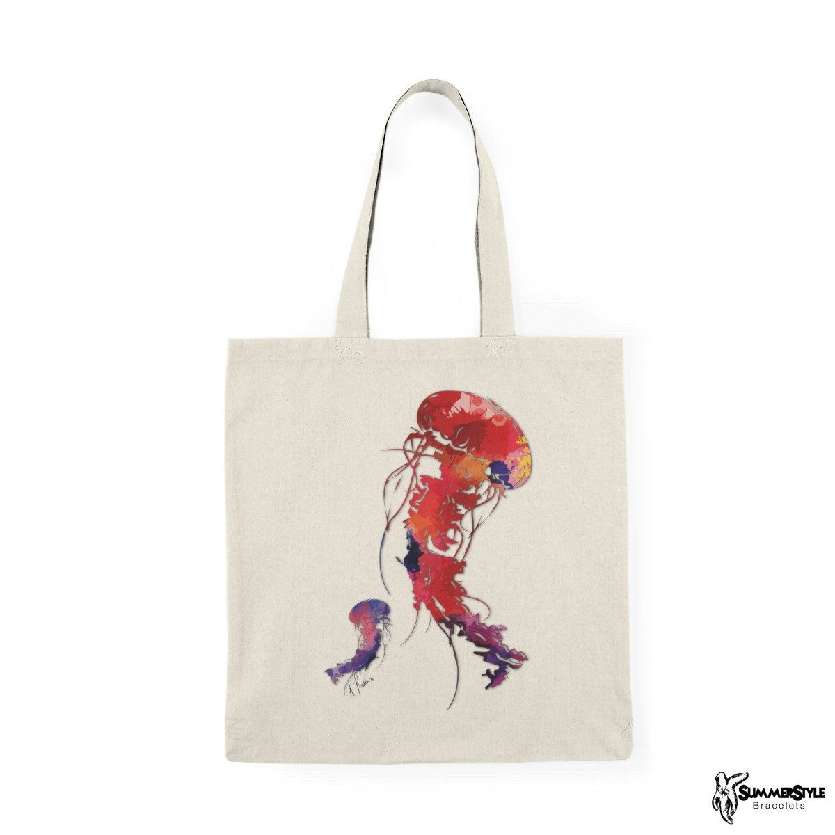 Watercolor Jellyfish Classic Canvas Tote Bag, Jellyfish Tote, Canvas Tote, Reusable Bag, SummerStyle Bracelets