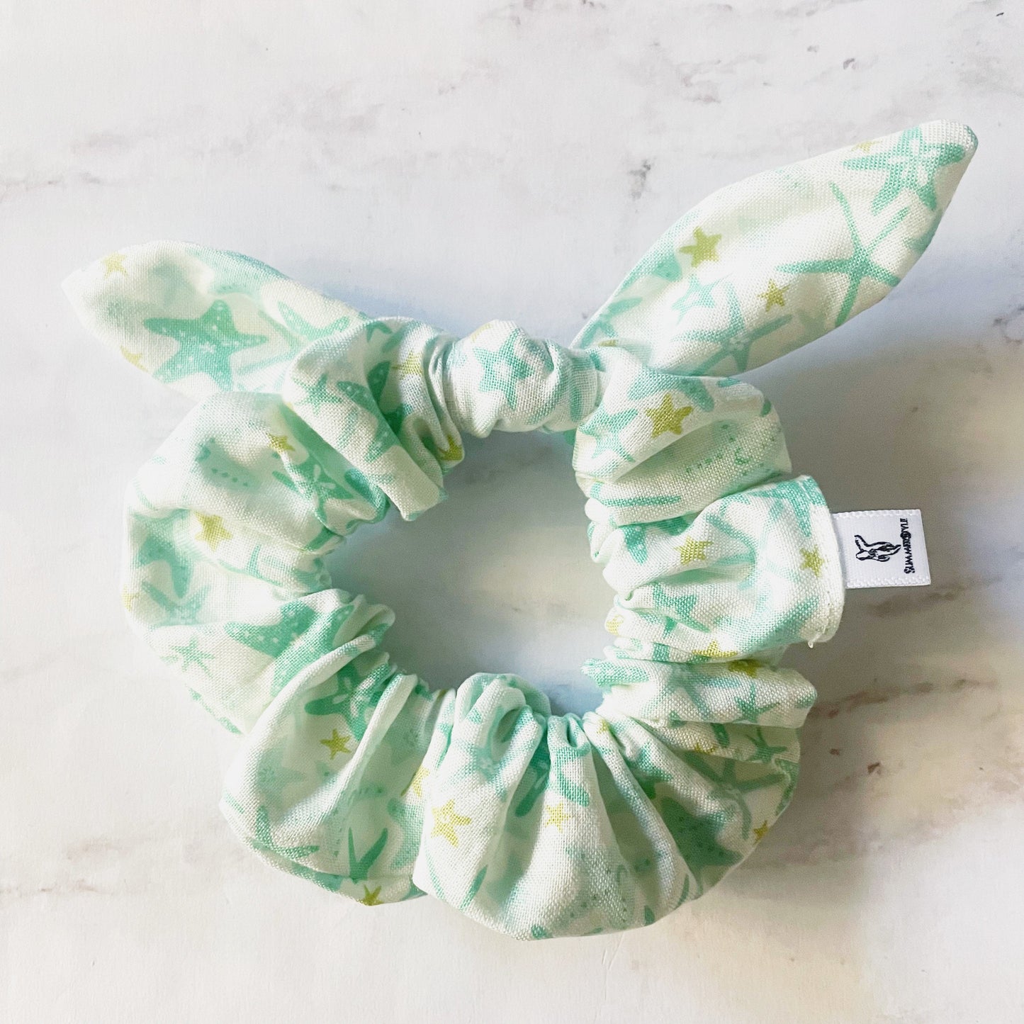 Aqua Starfish Scrunchie, Bow Scrunchie, Hair Bow, Hair Accessories, Bow Hair Tie, SummerStyle Bracelets