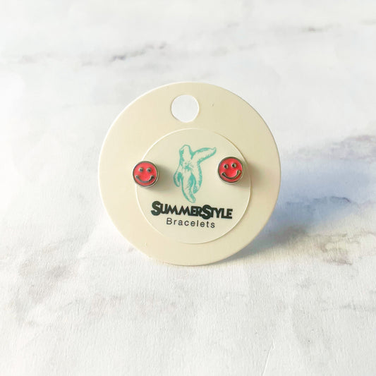 Enamel Happy Face Stud Earrings, Stud Earrings, Enamel Studs, Happy Earrings, SummerStyle Bracelets