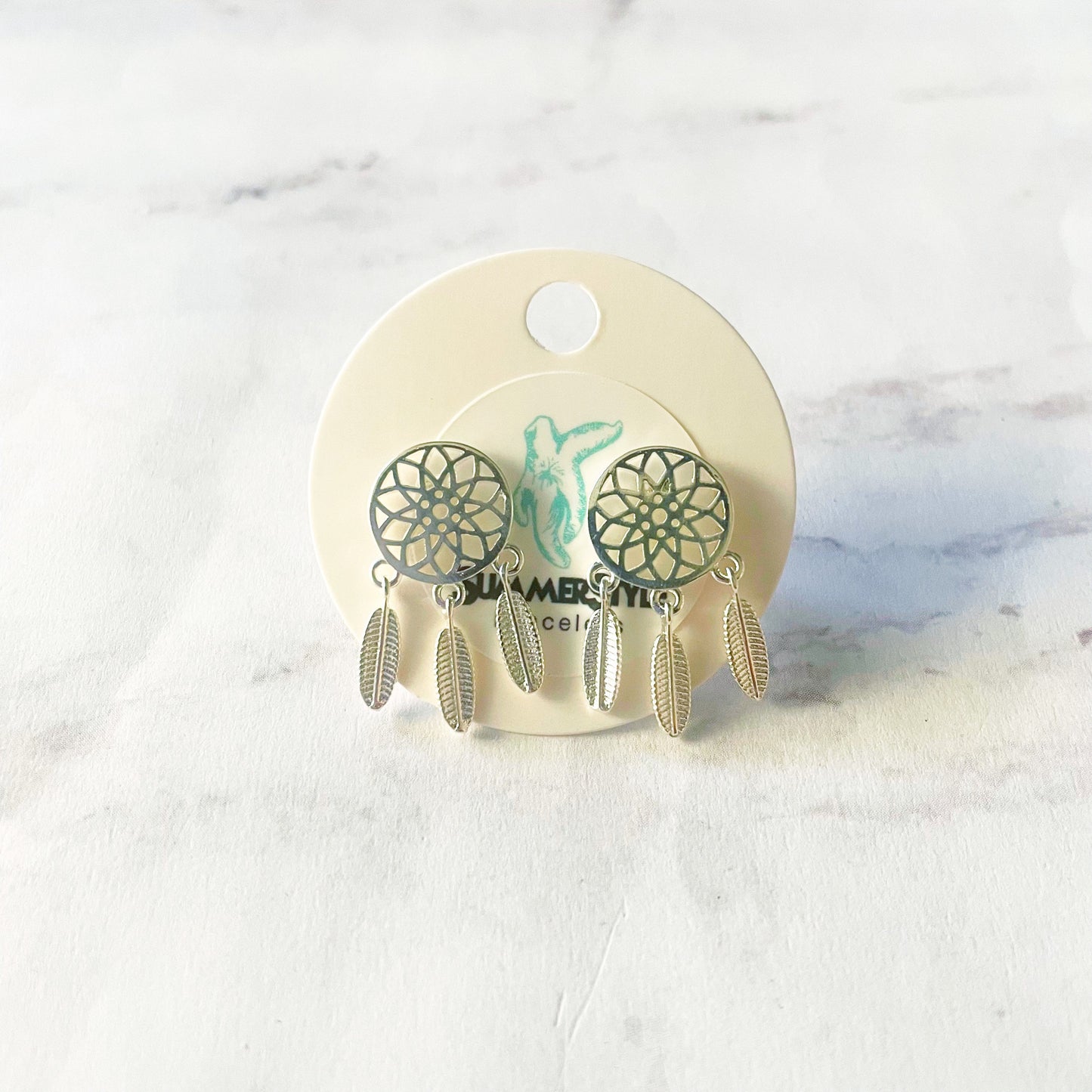 Silver Dreamcatcher Stud Earrings, Stud Earrings, Stainless Steel Studs, Bohemian Earrings, SummerStyle Bracelets