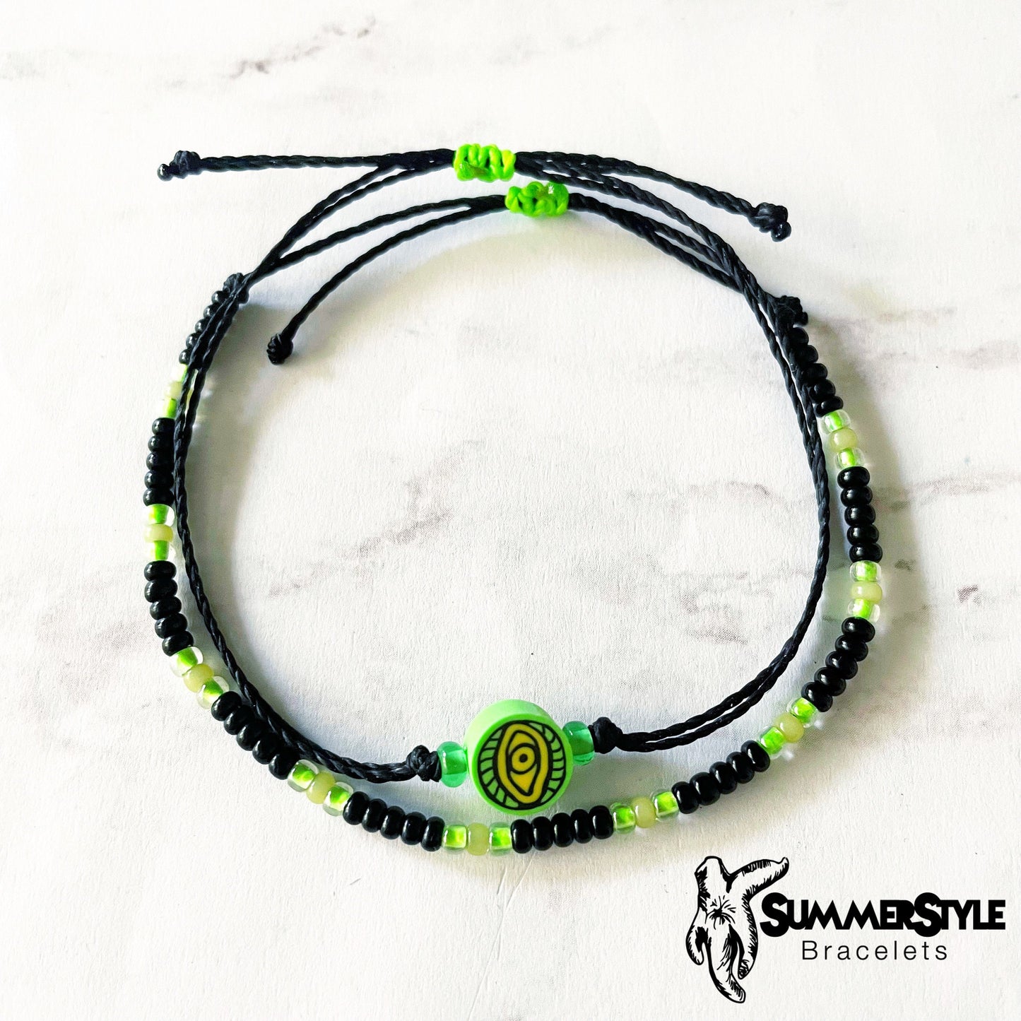 Lime Green Evil Eye Bracelet Set, Evil Eye Jewelry, Seed Bead Bracelet, SummerStyle Bracelets