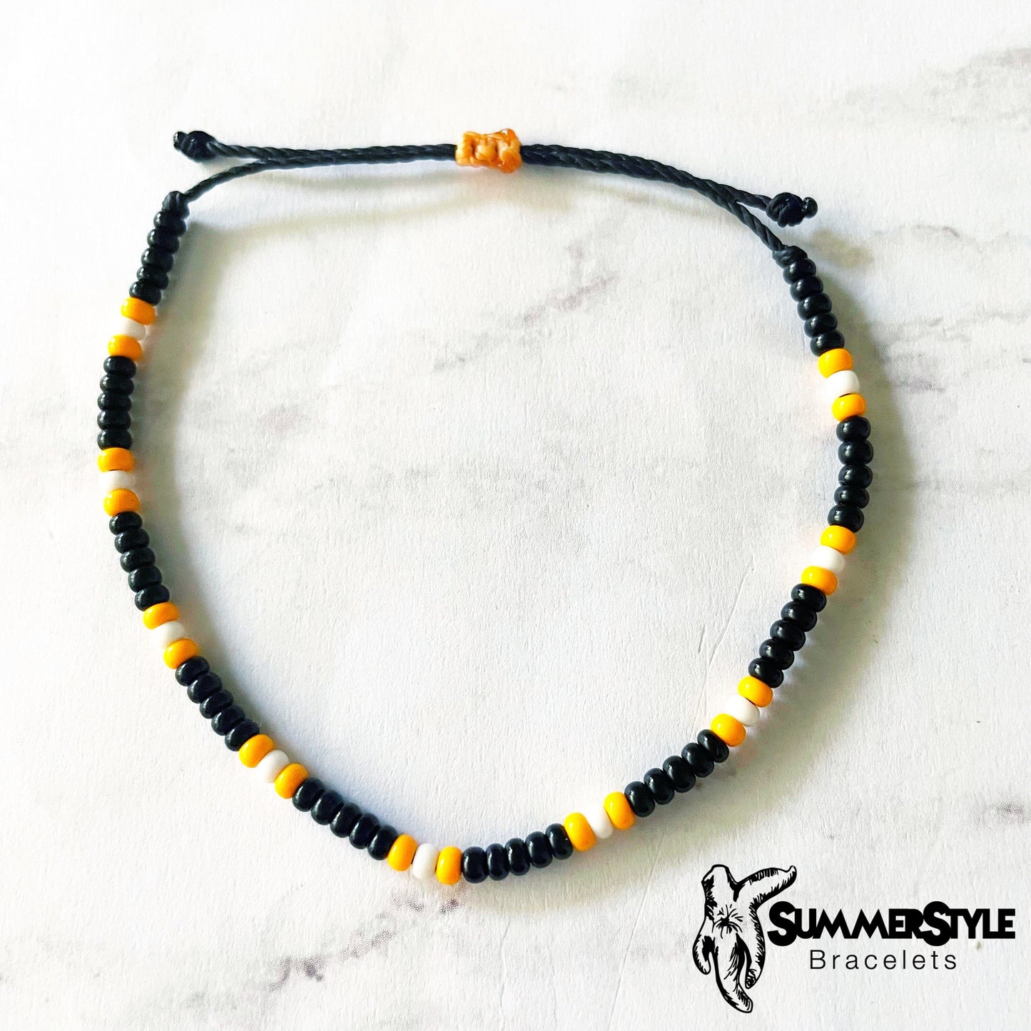 Black & Orange Evil Eye Bracelet Set, Evil Eye Jewelry, Seed Bead Bracelet, SummerStyle Bracelets