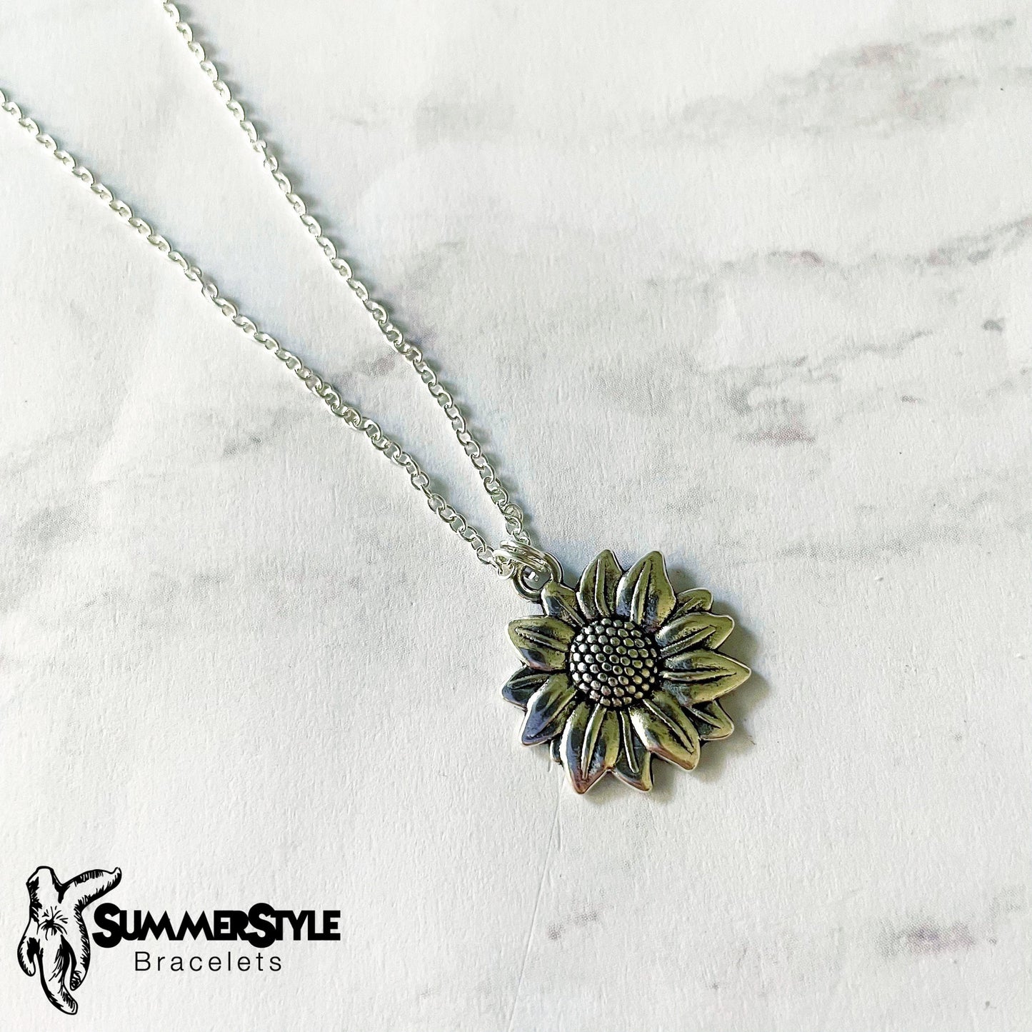 Sunny Sunflower Necklace, Sunflower Jewelry, Stainless Steel Chain Necklace, SummerStyle Bracelets