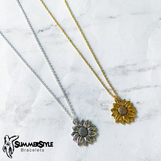 Sunny Sunflower Necklace, Sunflower Jewelry, Stainless Steel Chain Necklace, SummerStyle Bracelets