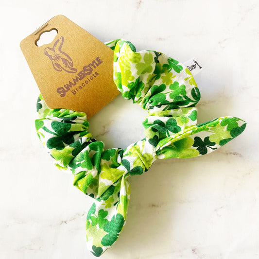 ST PATRICKS DAY Shamrock Scrunchie, Bow Scrunchie, Hair Bow, Hair Accessories, Bow Hair Tie, SummerStyle Bracelets