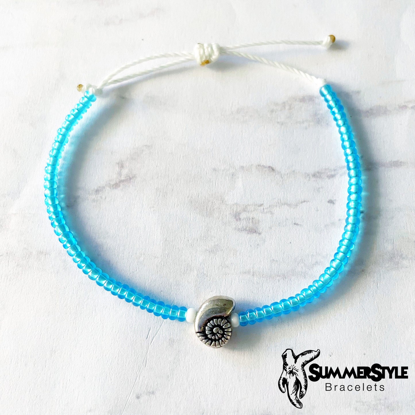 Ocean Seashell Adjustable Waterproof Bracelet Pack, Seashell Gift, Swirl Shell Bracelet, Seed Bead Bracelet, SummerStyle Bracelets