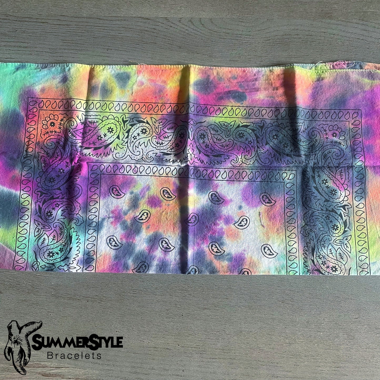 Spooky Rainbow Bandana Head Wrap, Tie Dye Bandana, Head Scarf, Hair Accessories, SummerStyle Bracelets