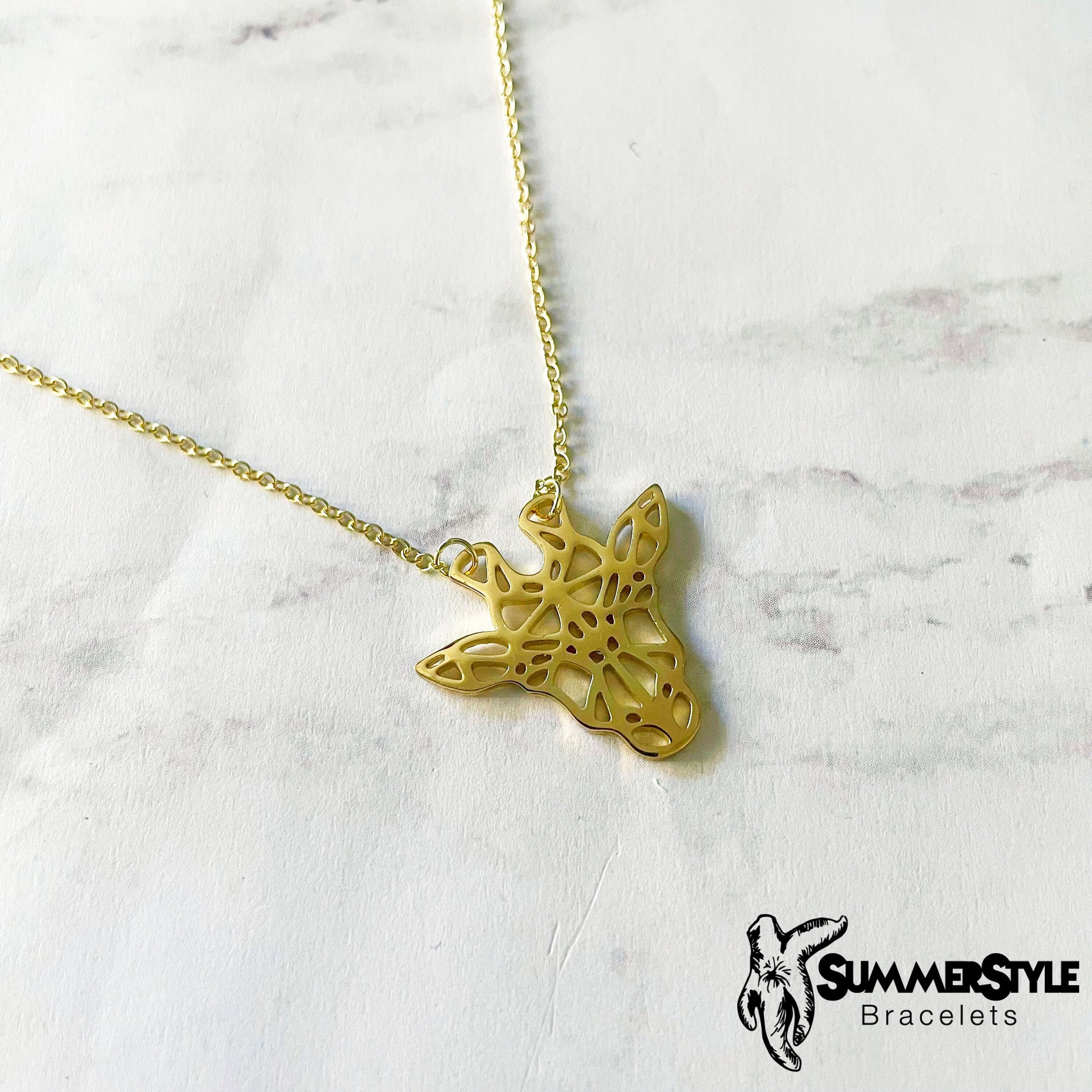 Gold Geometric Giraffe Necklace, Giraffe Jewelry, Stainless Steel Chain Necklace, SummerStyle Bracelets