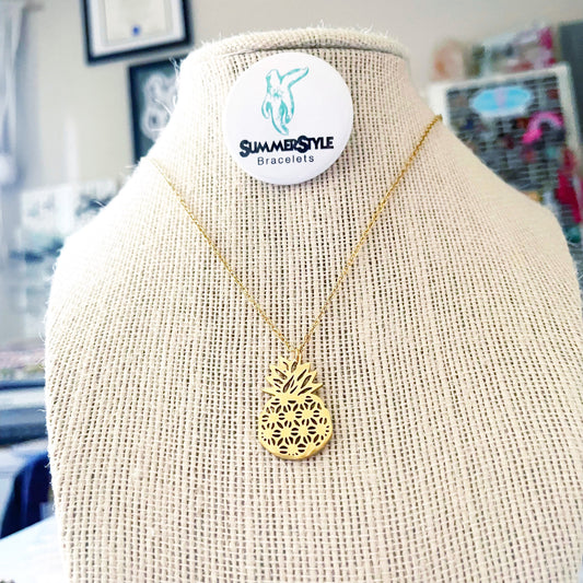 Golden Pineapple Necklace, Pineapple Jewelry, Stainless Steel Chain Necklace, SummerStyle Bracelets