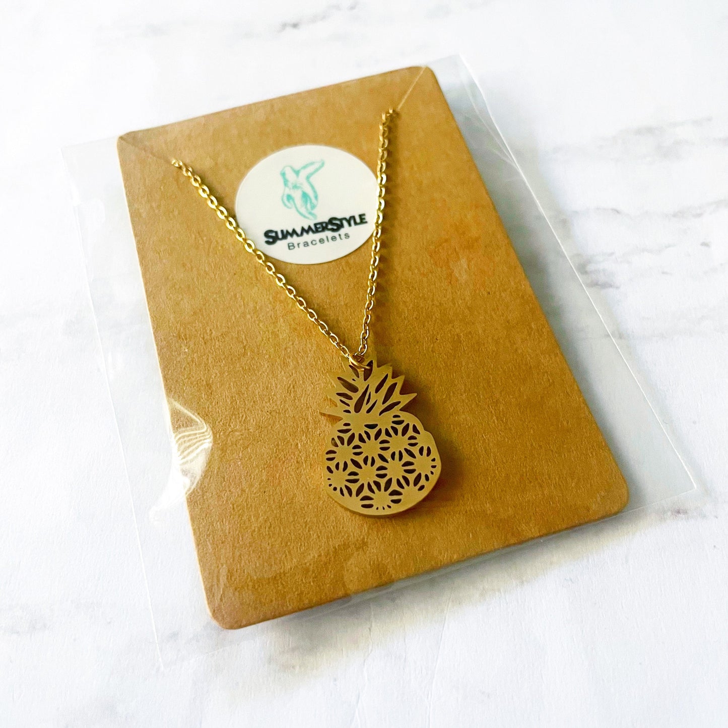 Golden Pineapple Necklace, Pineapple Jewelry, Stainless Steel Chain Necklace, SummerStyle Bracelets