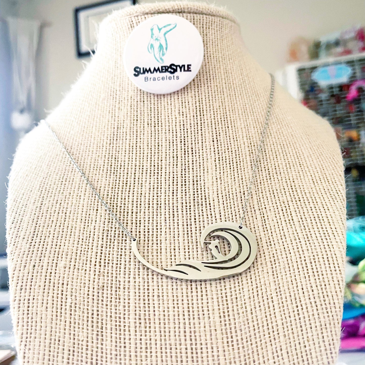 Silver Surfing Necklace, Surf Jewelry, Silver Chain Necklace, SummerStyle Bracelets