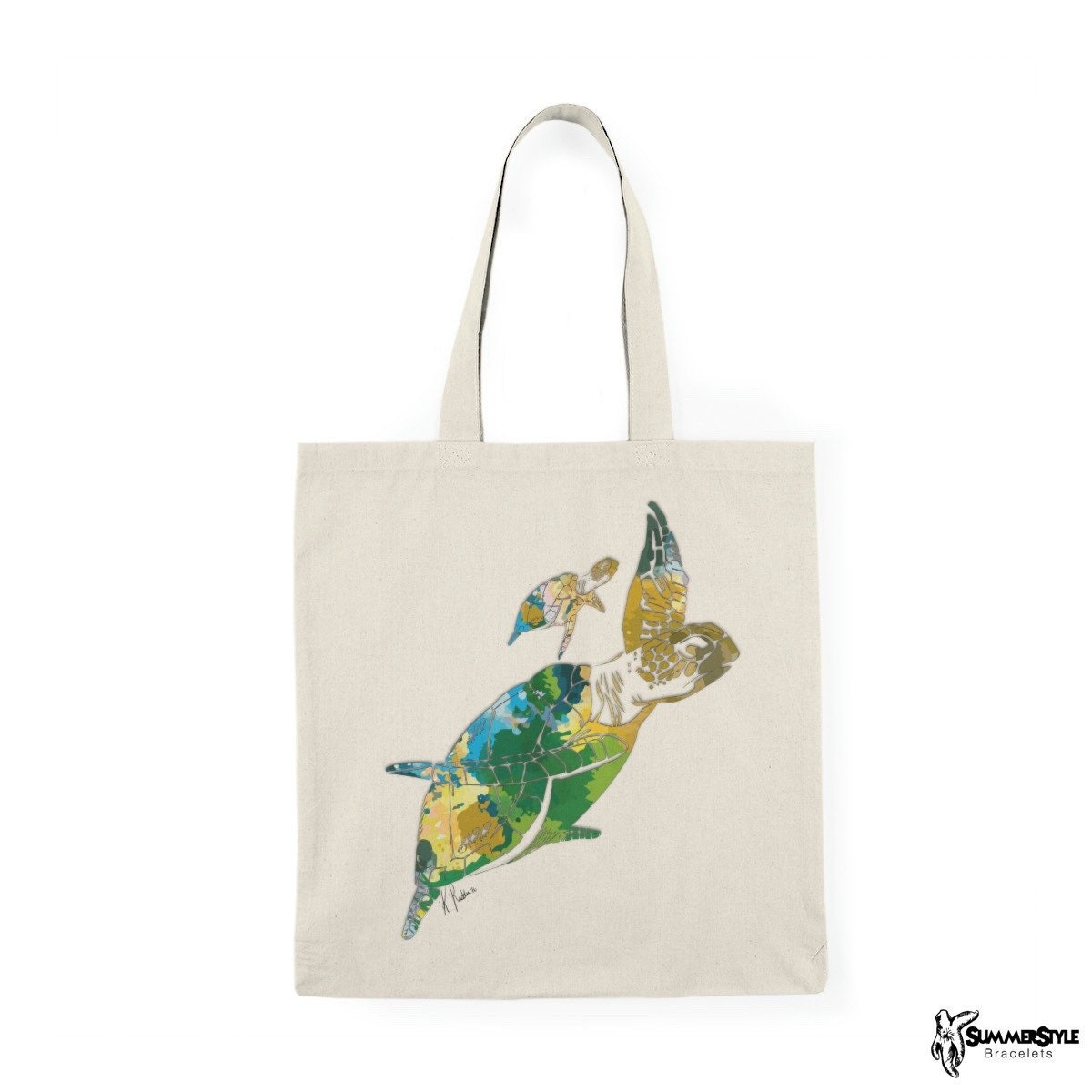 Watercolor Turtle Classic Canvas Tote Bag, Turtle Tote, Canvas Tote, Reusable Bag, SummerStyle Bracelets