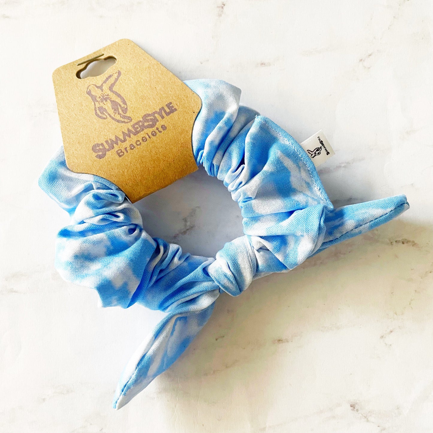 Head in the Clouds Bow Scrunchie, Scrunched Bow Hair Tie, Cloud Scrunchie, Hair Accessories, Bow Hair Tie, SummerStyle Bracelets