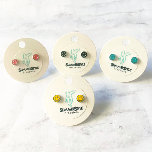 Enamel Happy Face Stud Earrings, Stud Earrings, Enamel Studs, Happy Earrings, SummerStyle Bracelets